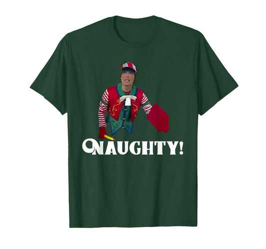 "Tally The Elf NAUGHTY!" Innocent Funny Christmas Holiday T-Shirt