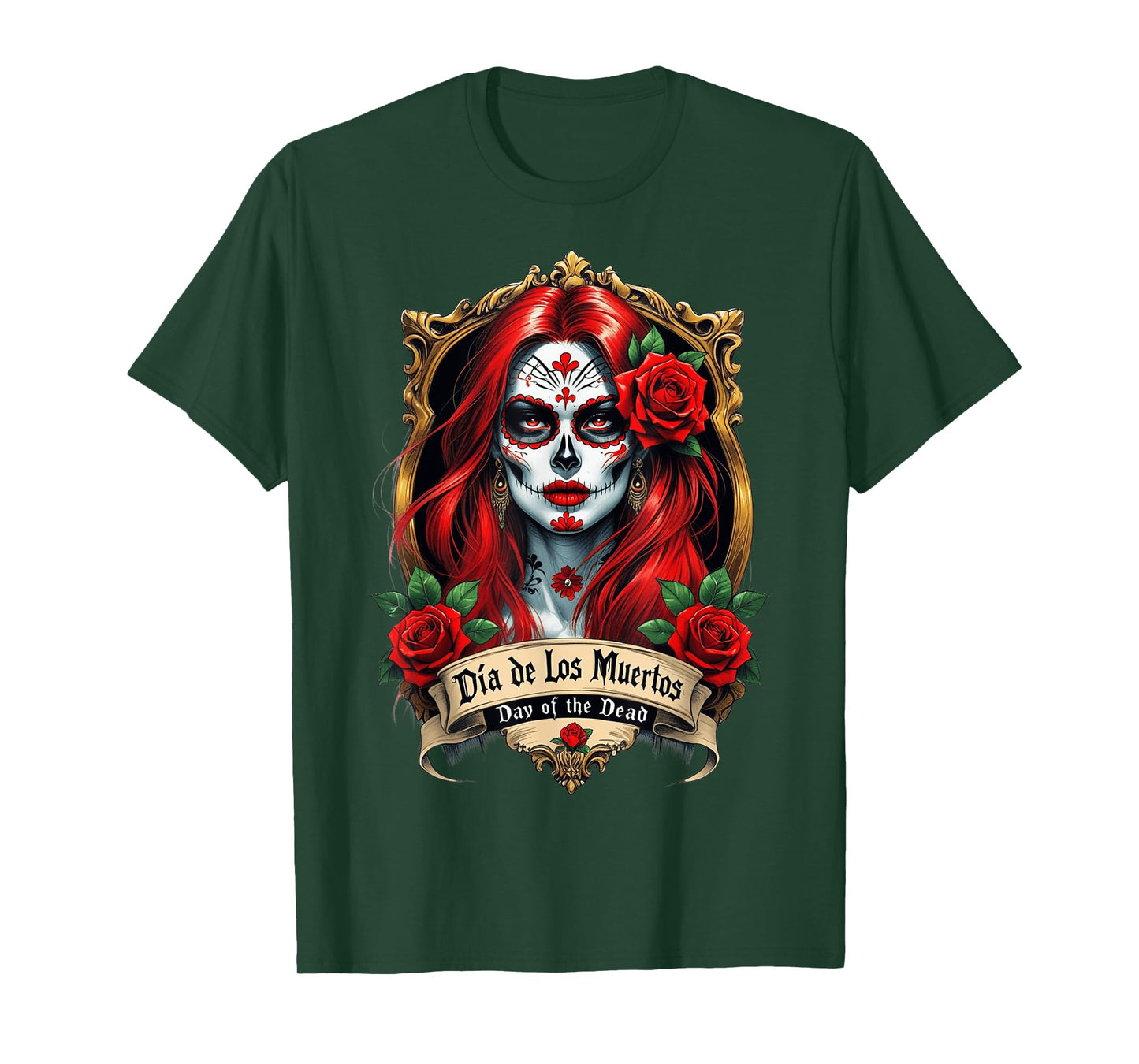 Floral Sugar Skull Day of the Dead Dia De Muertos T-Shirt