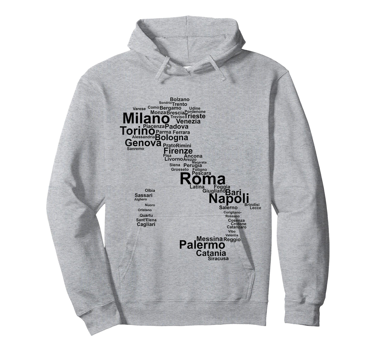 Italy Map Silhouette Towns Cities Rome Milan Travel Europe T-Shirt