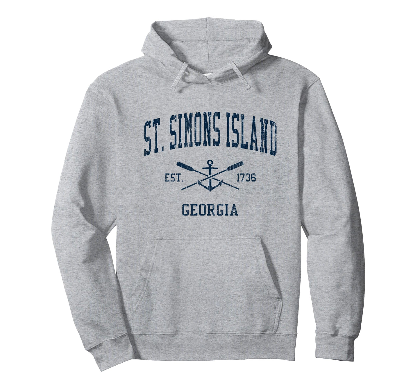 St. Simons Island GA Vintage Navy Crossed Oars & Boat Anchor T-Shirt