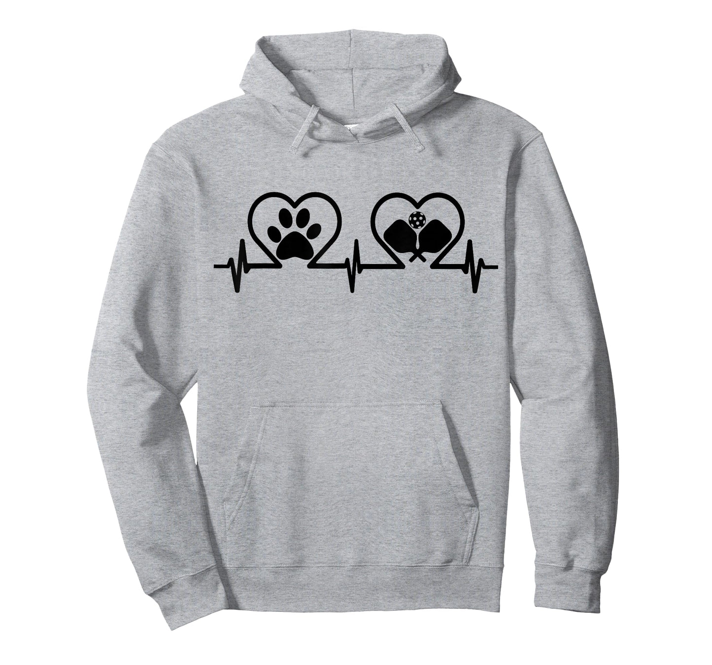Dog Paw Heart Heartbeat Pickleball Player Funny Dog Lovers T-Shirt