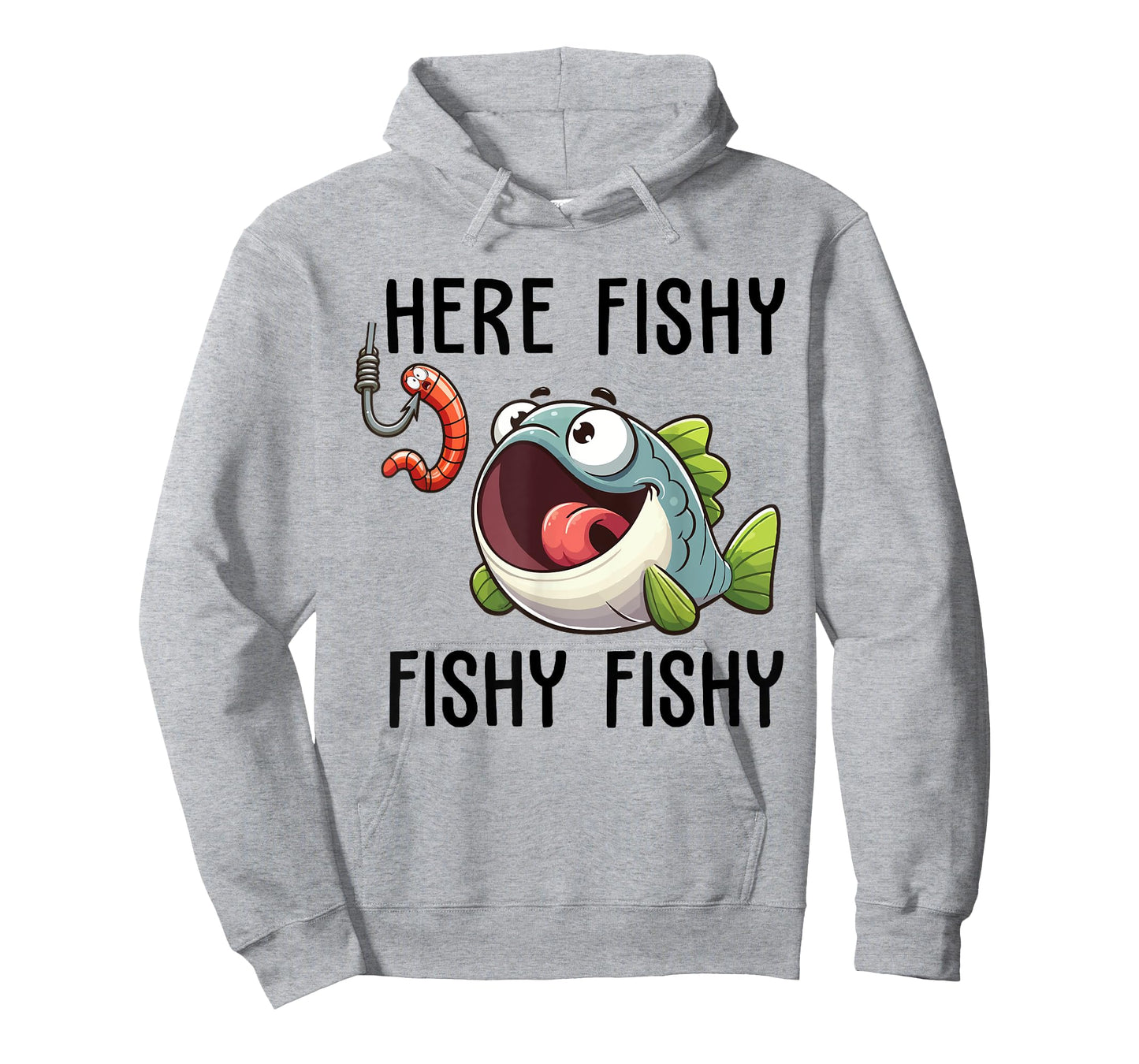 Here Fishy Fisherman Funny Fishing Lover Cute Fish Worm T-Shirt