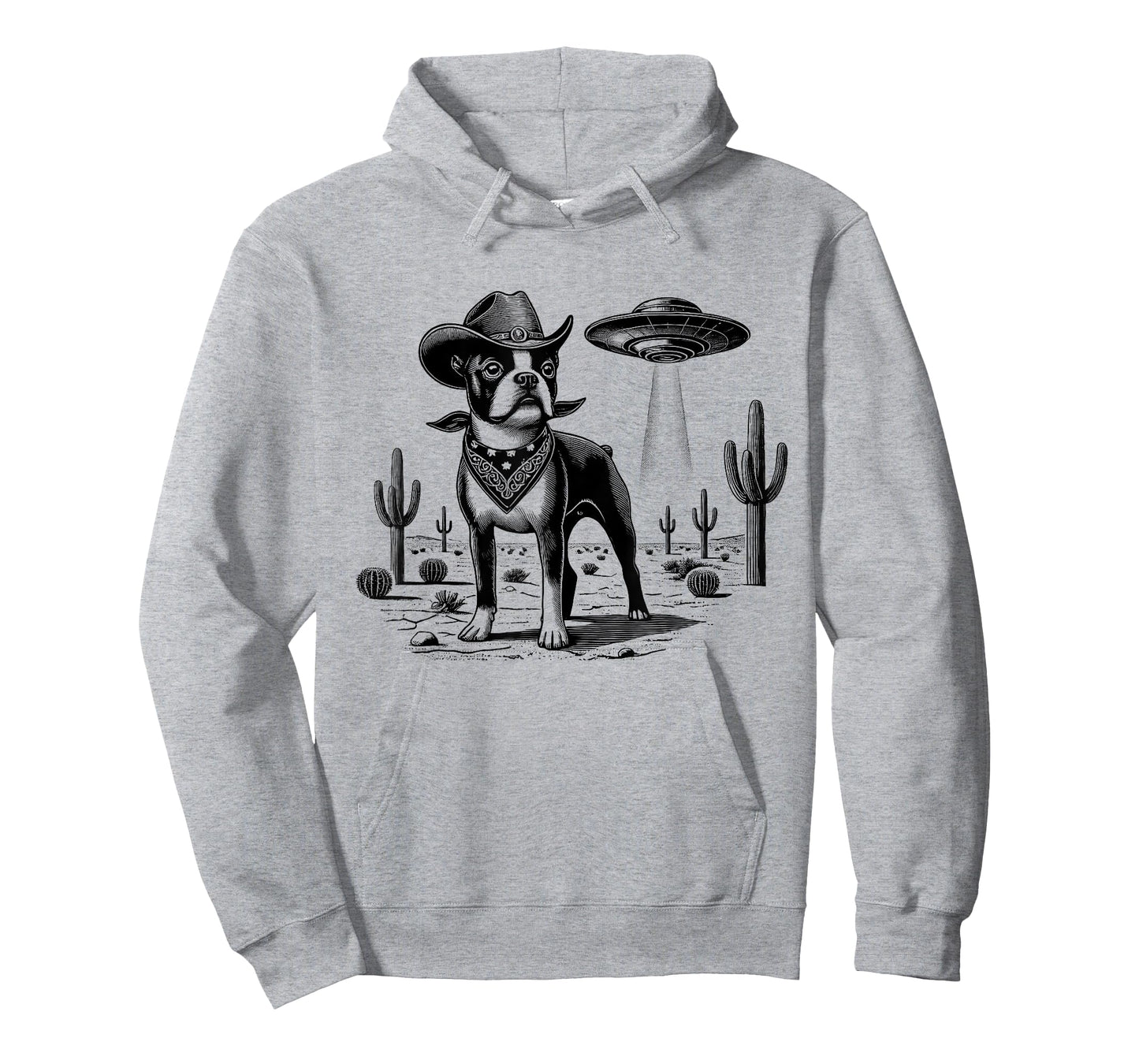 Vintage Boston Terrier UFO Western Wild West Dog Mom Dad T-Shirt