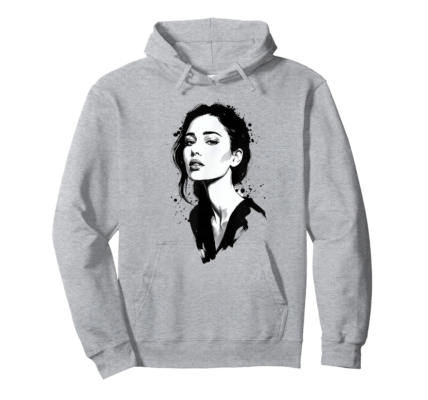 Monochrome Elegance - Female Portrait in Ink Art T-Shirt