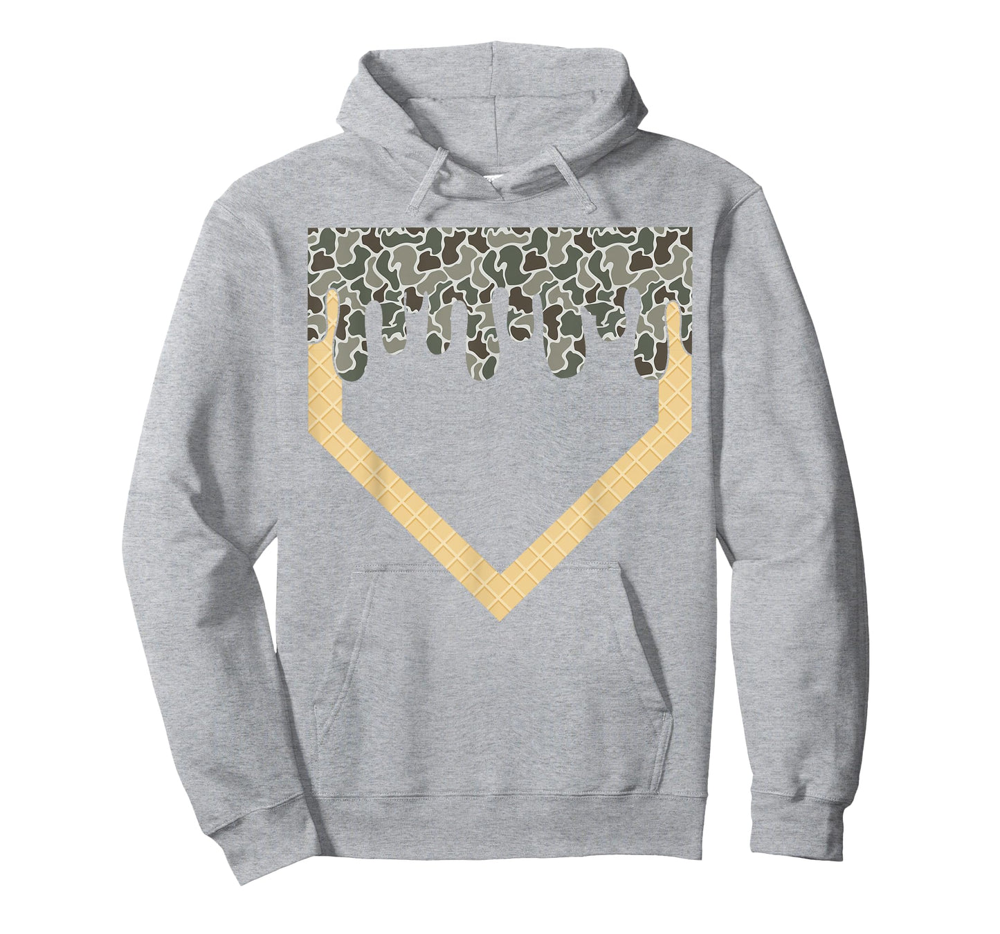 Camo Baseball Ice Cream Drip Home Plate Baseball Lifestyle T-Shirt