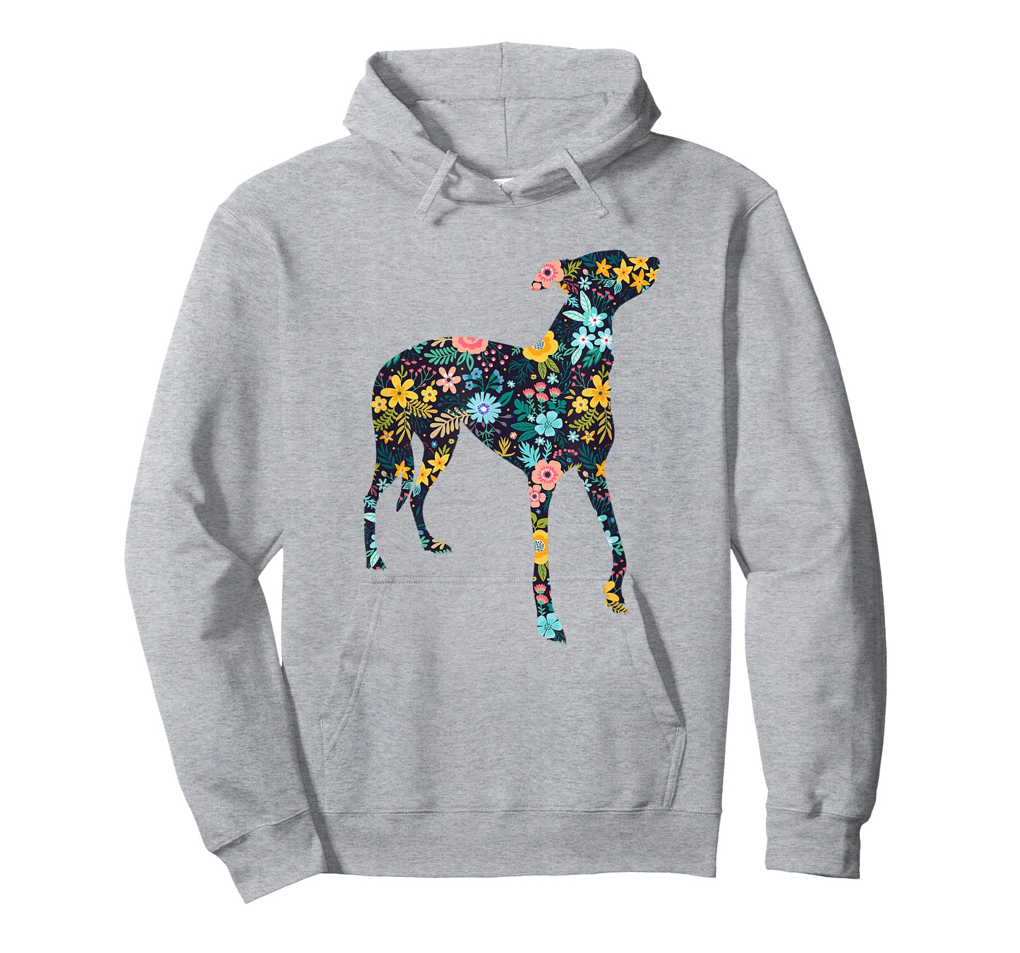 Greyhound Floral Dog Silhouette Womens Graphic T-Shirt