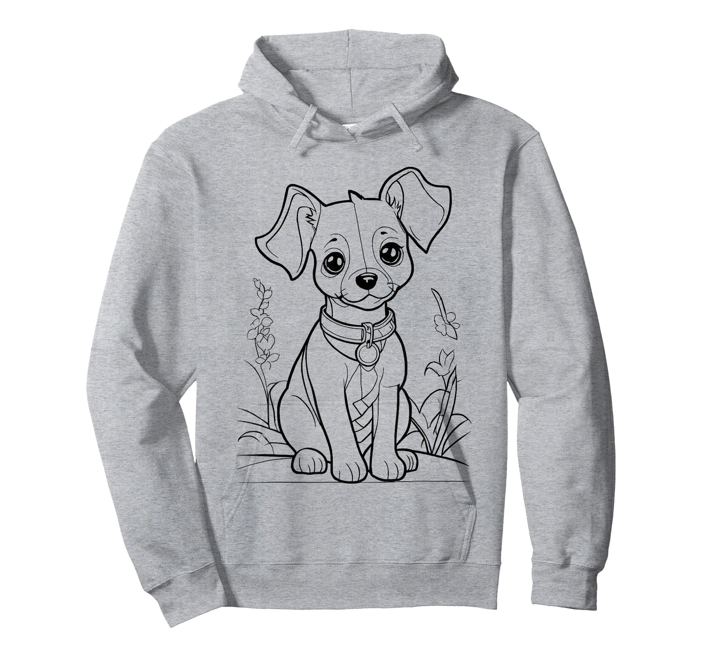 Cute Dog in Flower Field for Colouring with Textile Pens DIY T-Shirt