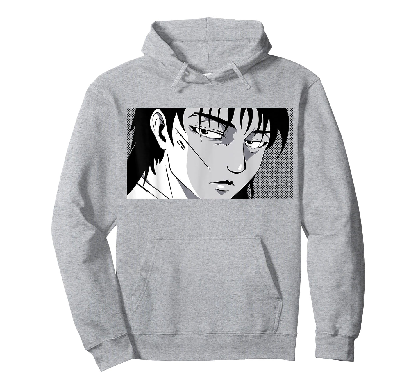 Badass Anime Boy Mysterious Manga Face Edgy Black White Art T-Shirt