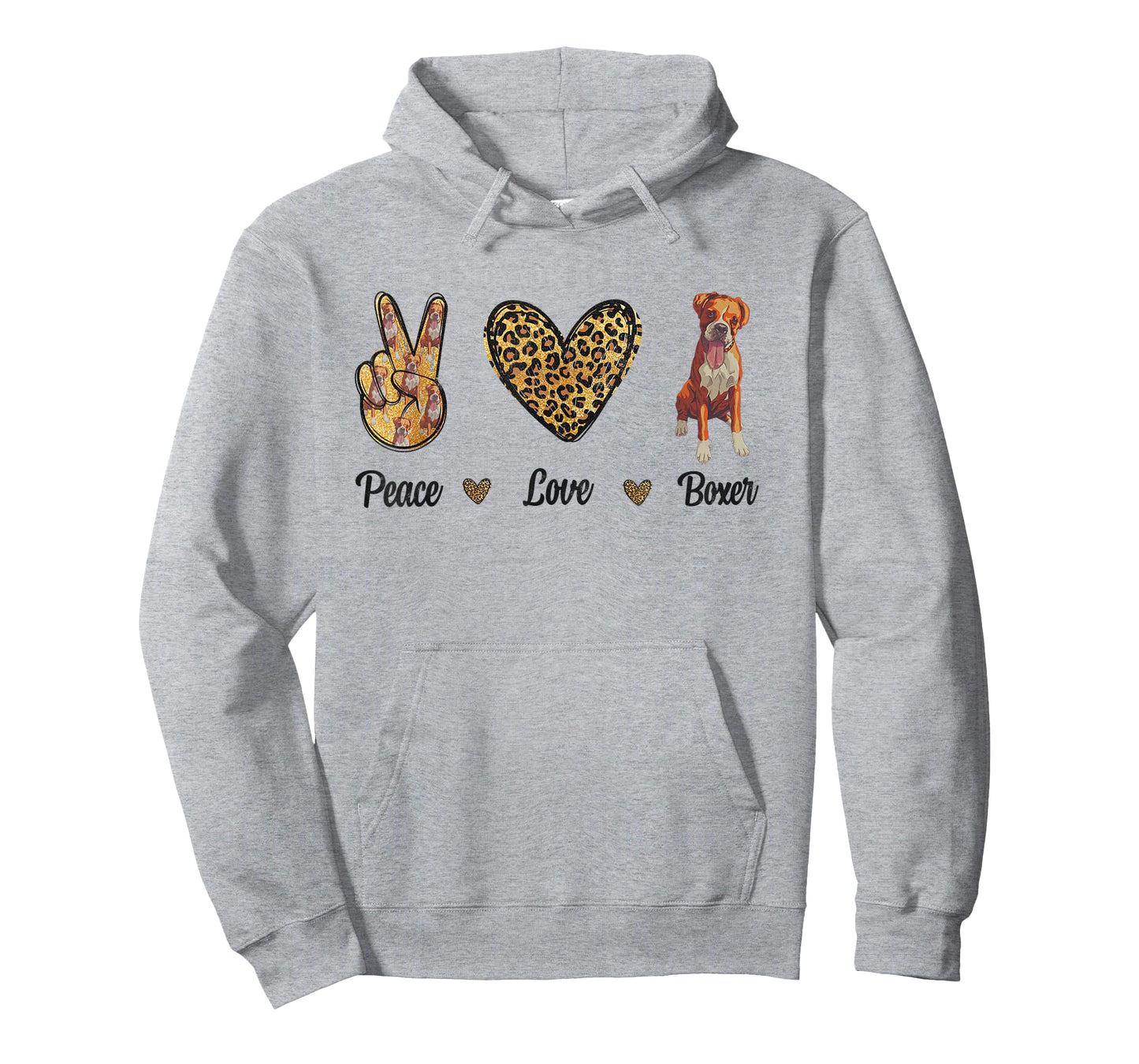 Peace Love Boxer Animal Lover Pet Dog Puppy Owner Leopard T-Shirt for Men Women Kids