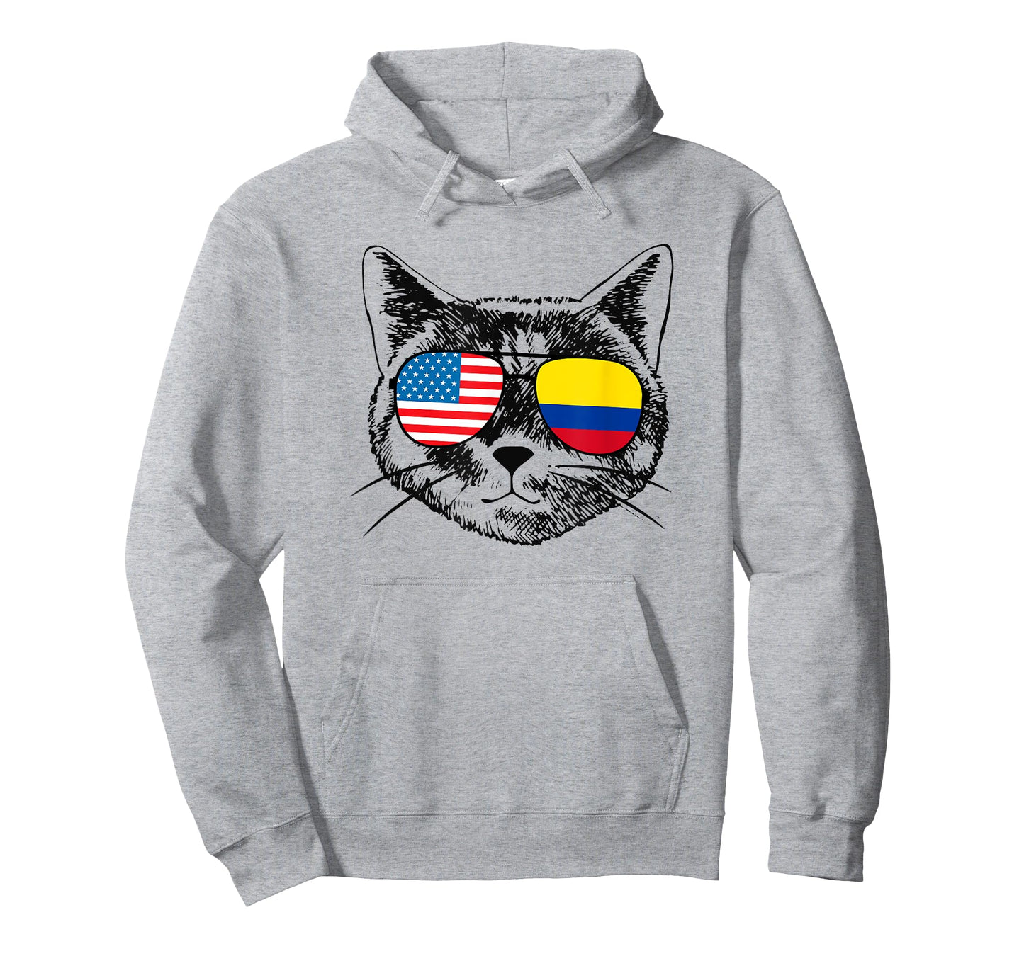 Funny Cat Half American Colombian Colombia Flag Men Women T-Shirt