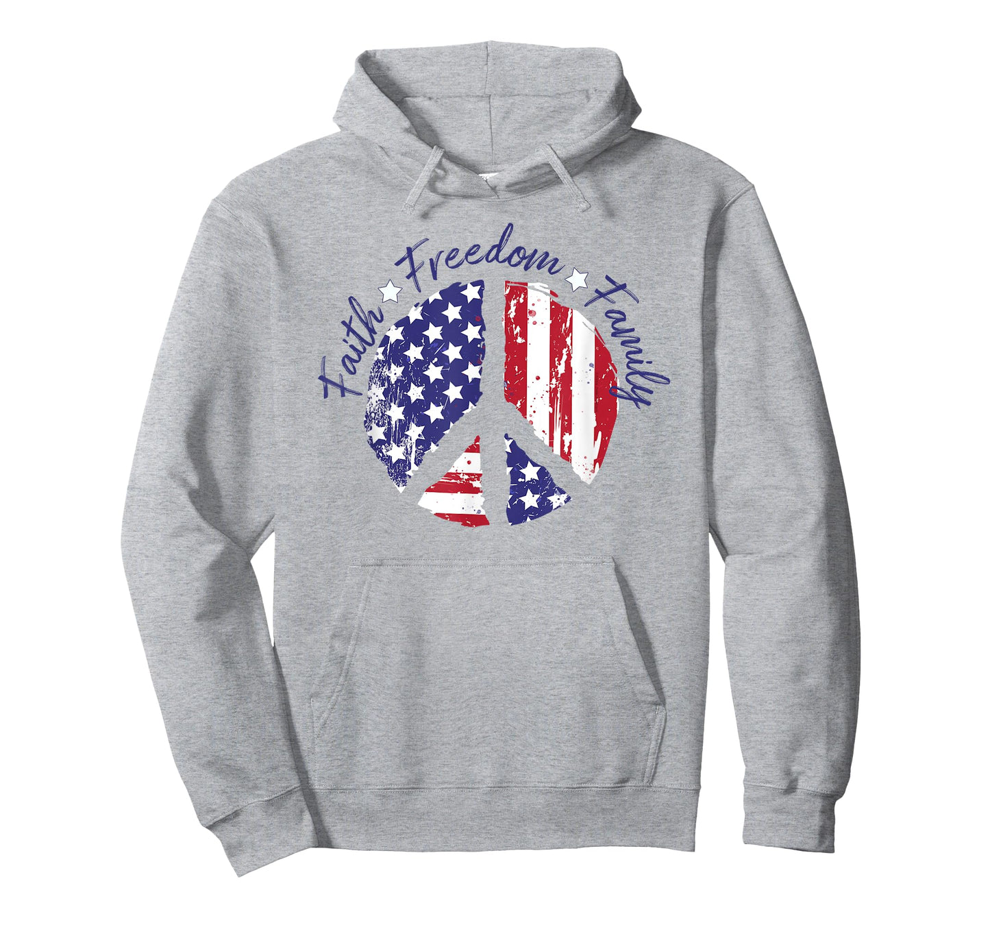 Patriotic Peace Sign USA Flag Faith Freedom Family T-Shirt