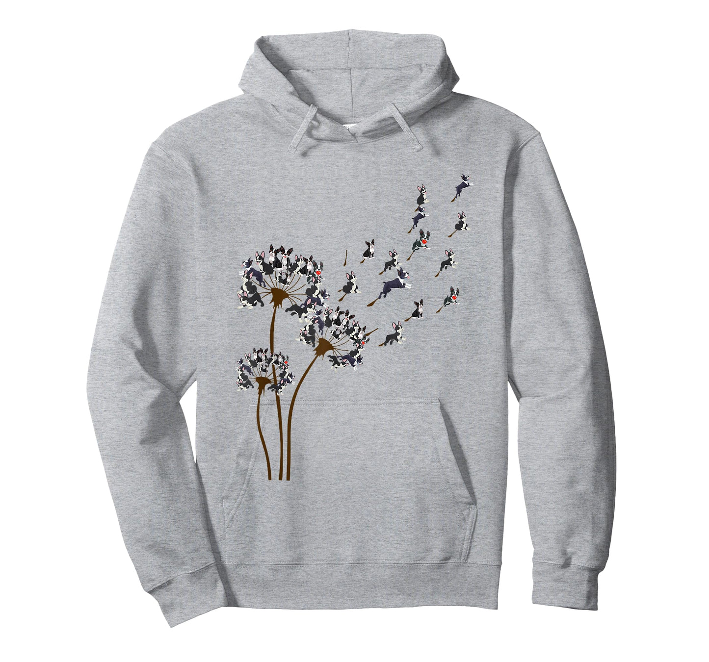Boston Terrier Flower Fly Dandelion Funny Dog Lover Dog Dad T-Shirt