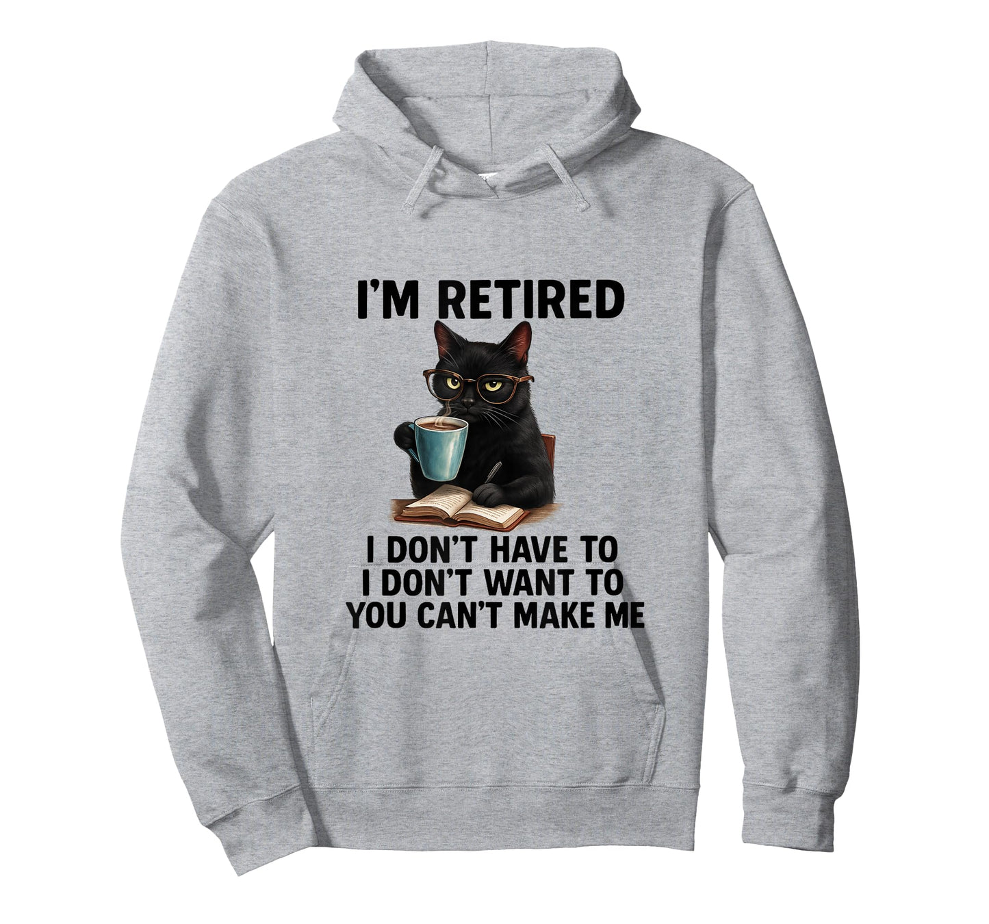 Funny Black Cat Coffee Lover Reading Quirky Gift for Retiree T-Shirt
