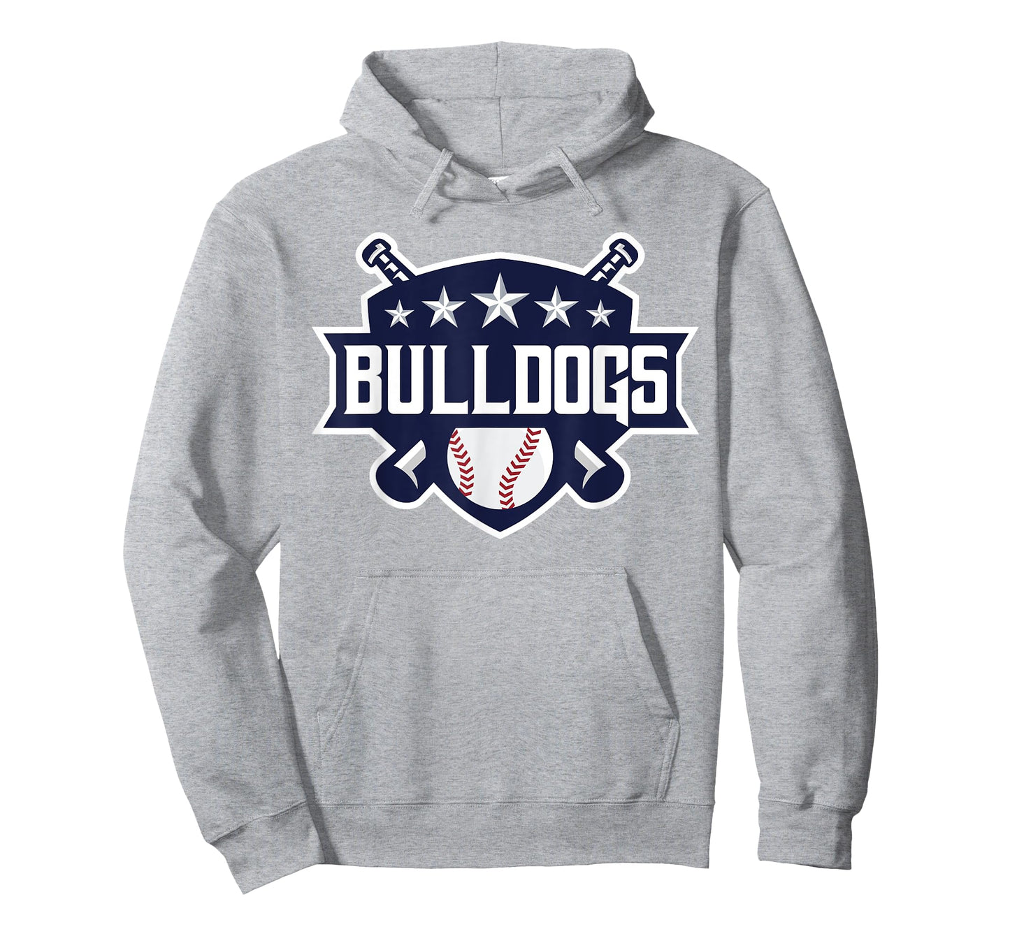 Bulldogs Blue Baseball Game Day Print Stars Mom Dad Gray Tee T-Shirt