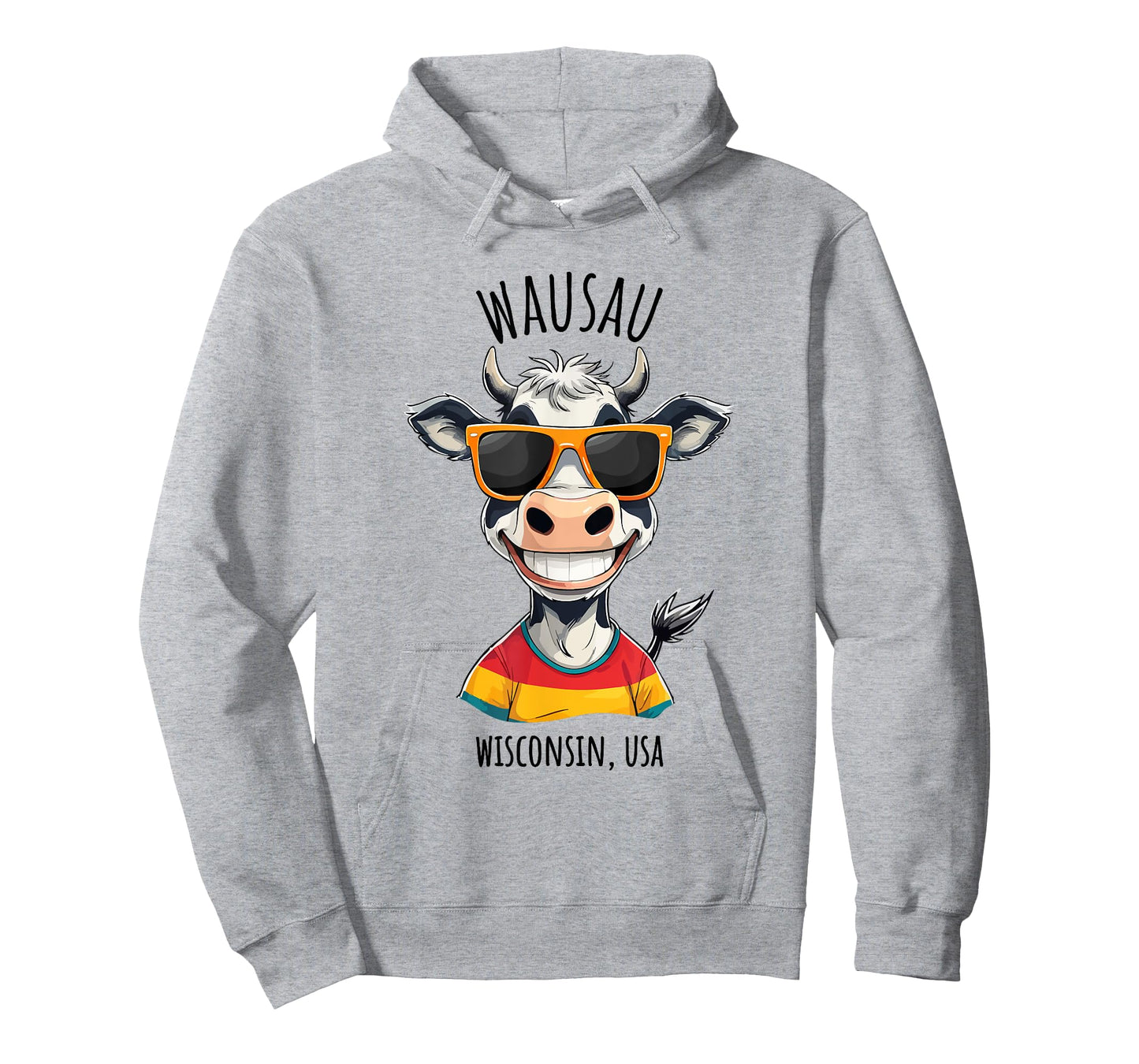 Wausau Wisconsin USA Funny Happy Cow Cartoon Design T-Shirt