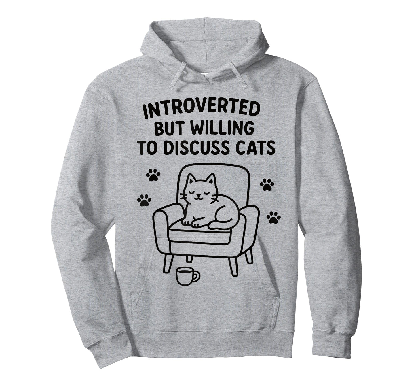 Introverted Cat Lover Funny Saying Cozy Chair and Coffee Paw T-Shirt