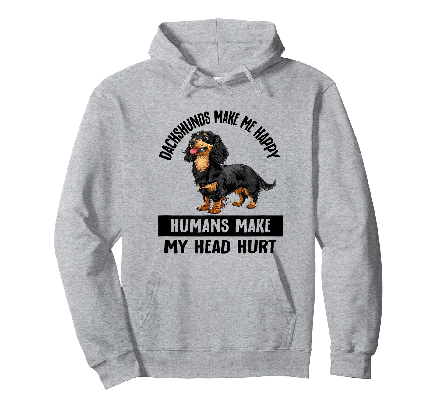 Mens Womens Funny Happy Black Long Haired Dachshund Lover T-Shirt