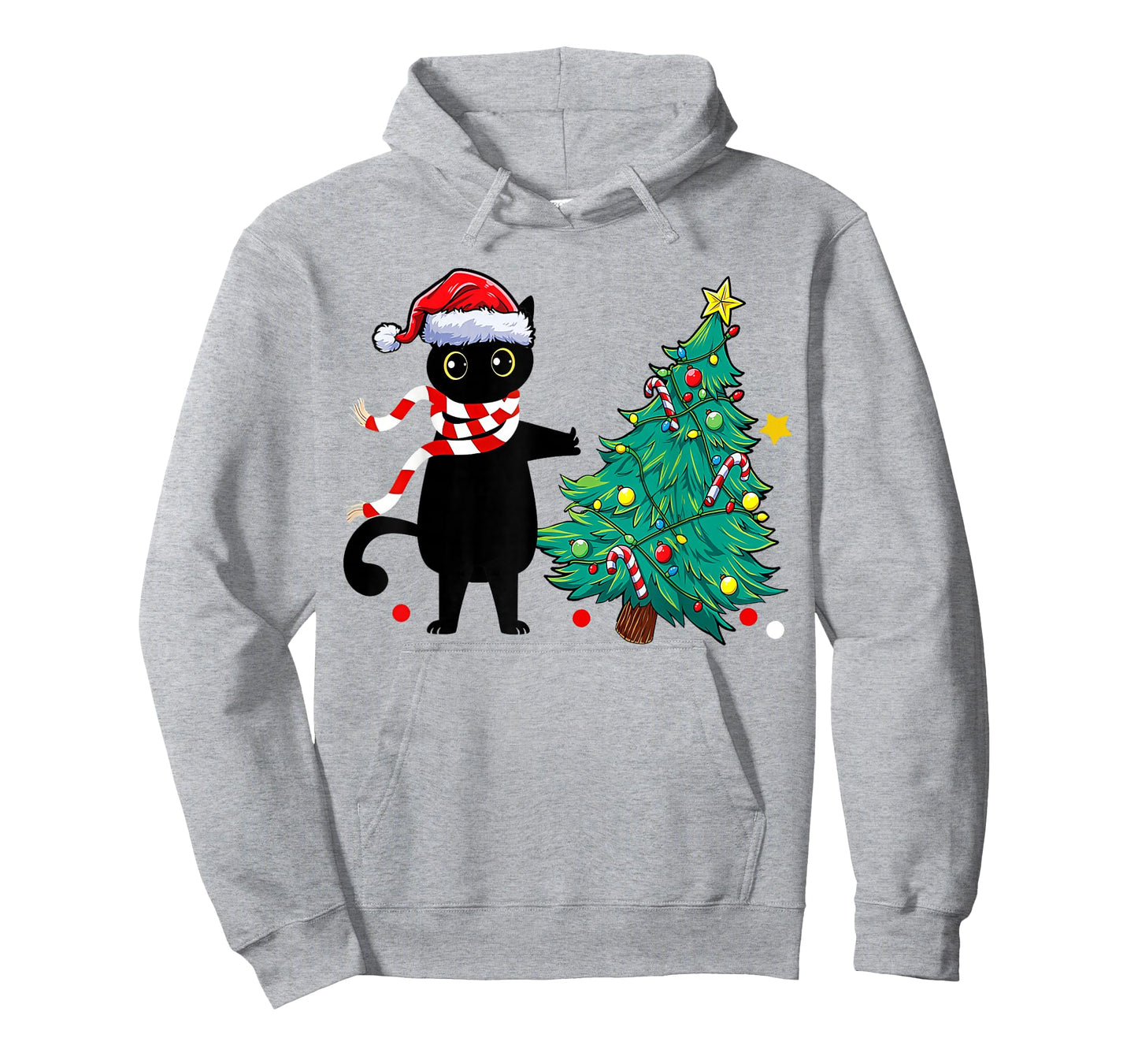 Christmas Cat for Women Men Family Funny Black Cat Tree T-Shirt