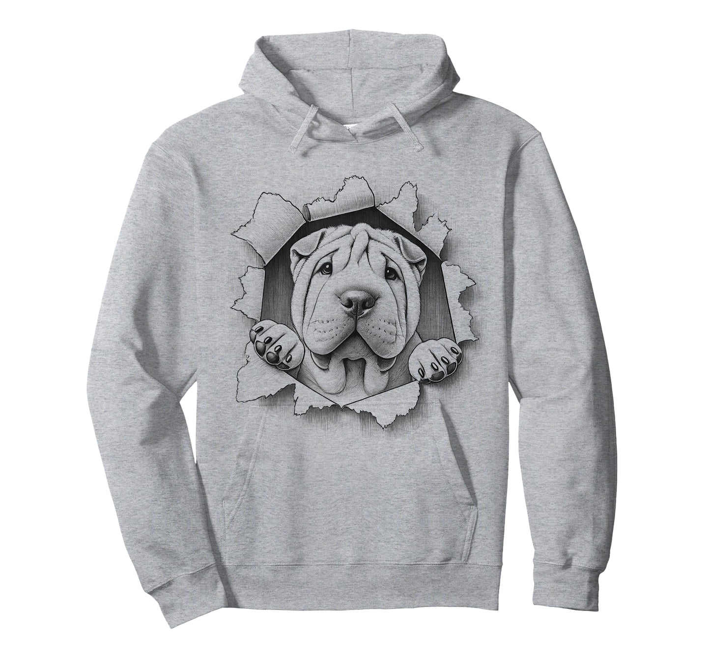 Cute Chinese Shar Pei Peeking Dog Design Men Women Kids T-Shirt