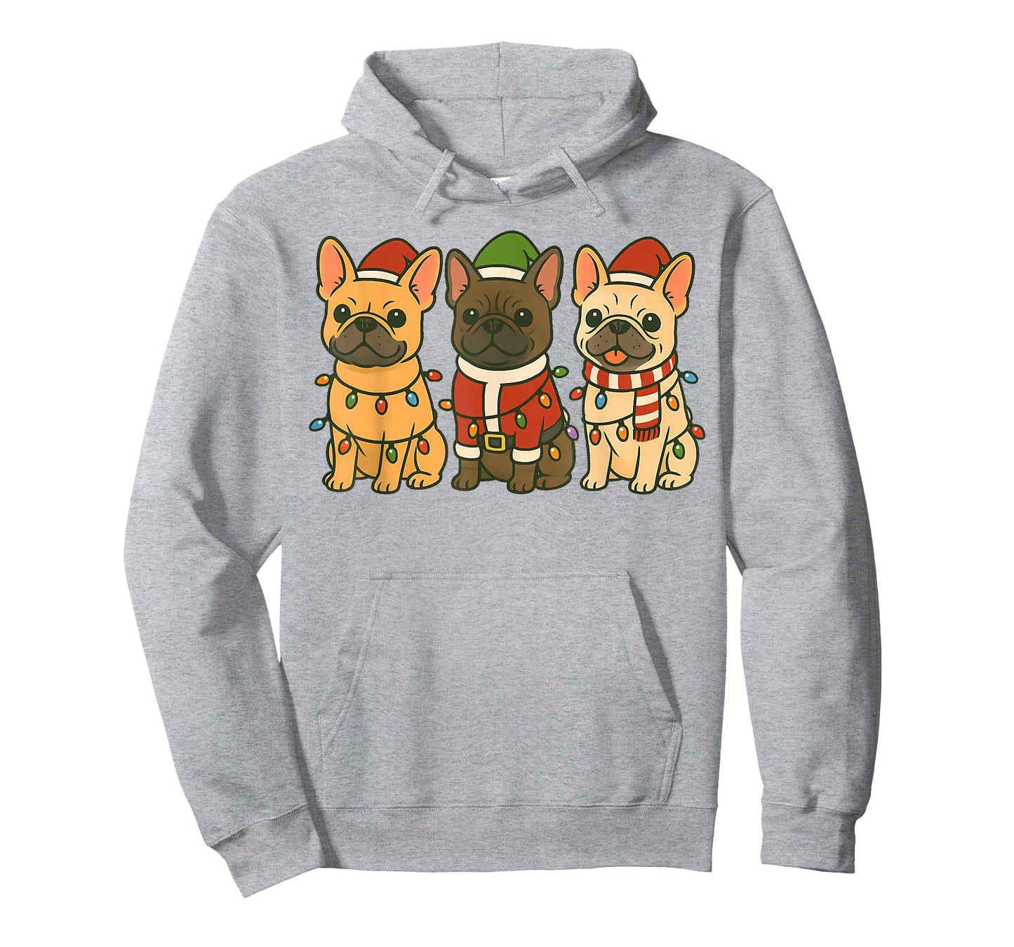 Cute French Bulldog Dogs Christmas Lights Santa Holiday Fun T-Shirt