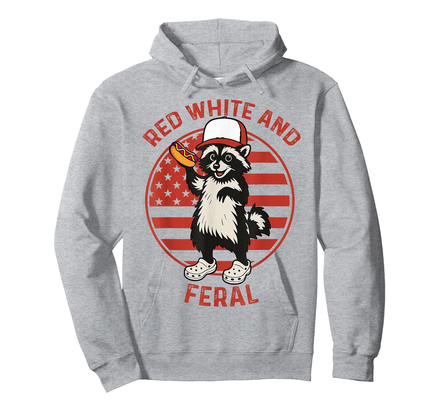 Funny Patriotic Racoon hot dog Red White And Feral 4th July T-Shirt for Men Women