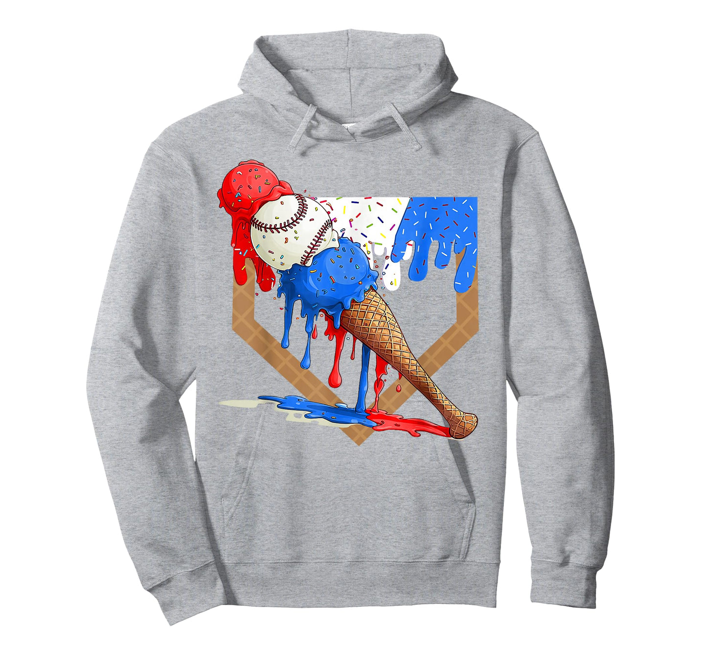 4th of July Red White and Blue Baseball Ice Cream Drip Boys T-Shirt