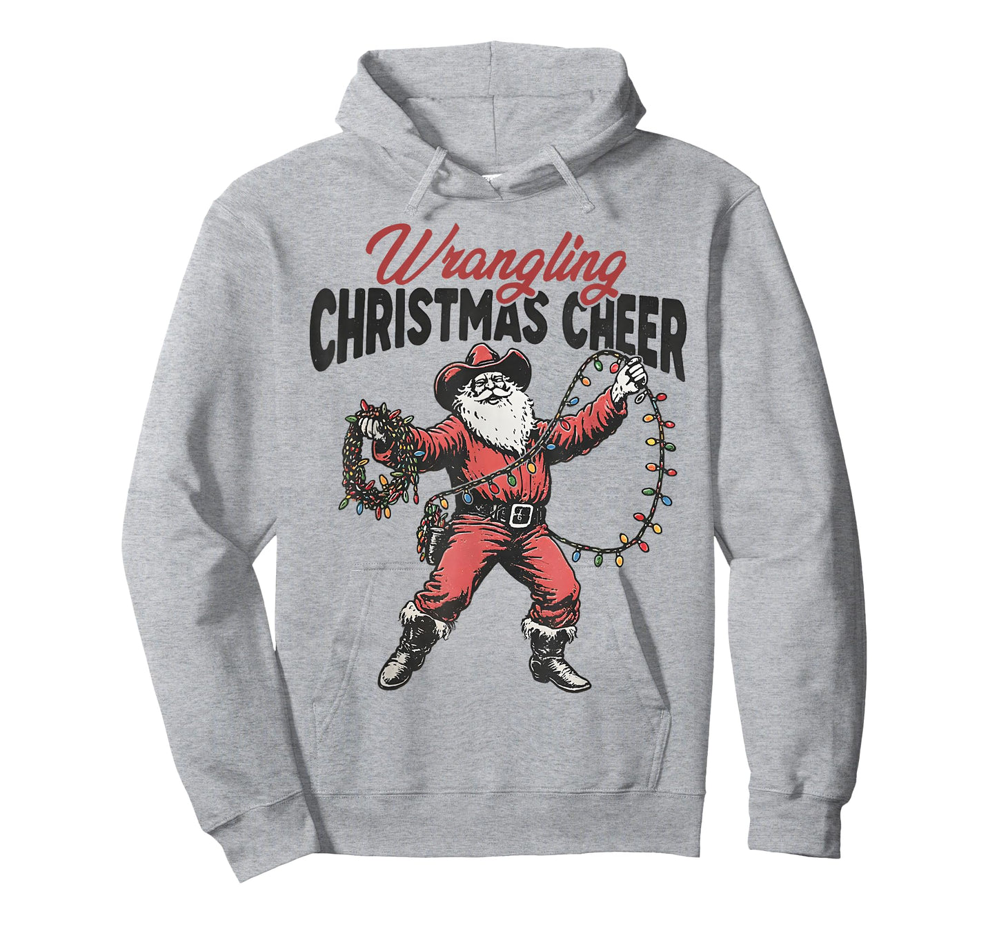 Wrangling Christmas Cheer Cowboy Santa Funny Western Xmas T-Shirt