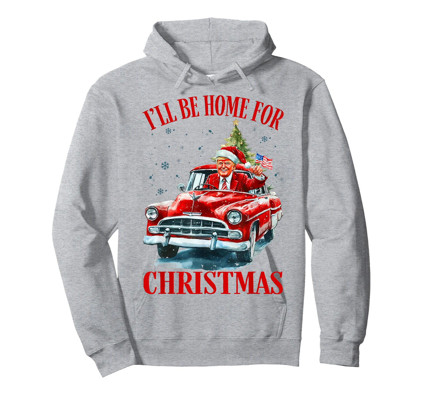 Funny Trump Riding Red Truck I'll Be Home for Christmas 2025 T-Shirt