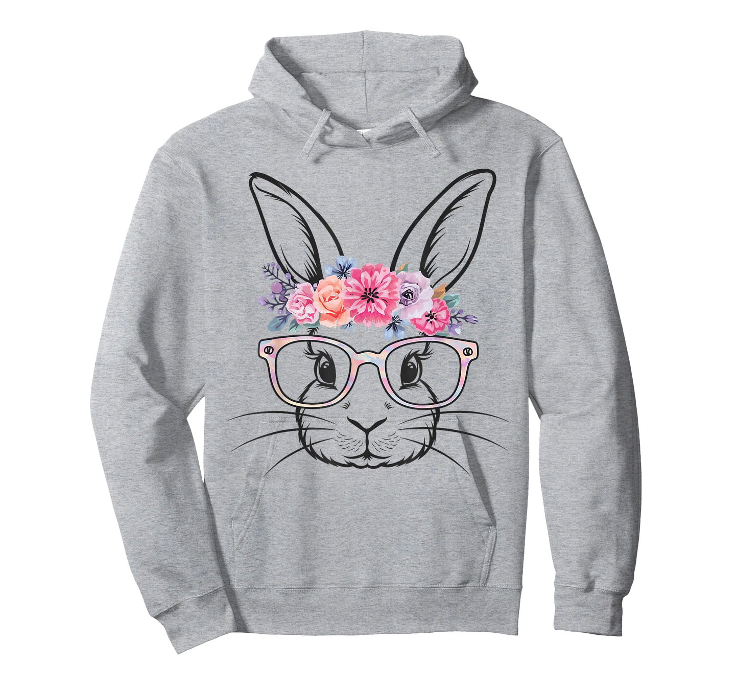 Cute Bunny Rabbit Face Tie Dye Glasses Girl Happy Easter Day T-Shirt