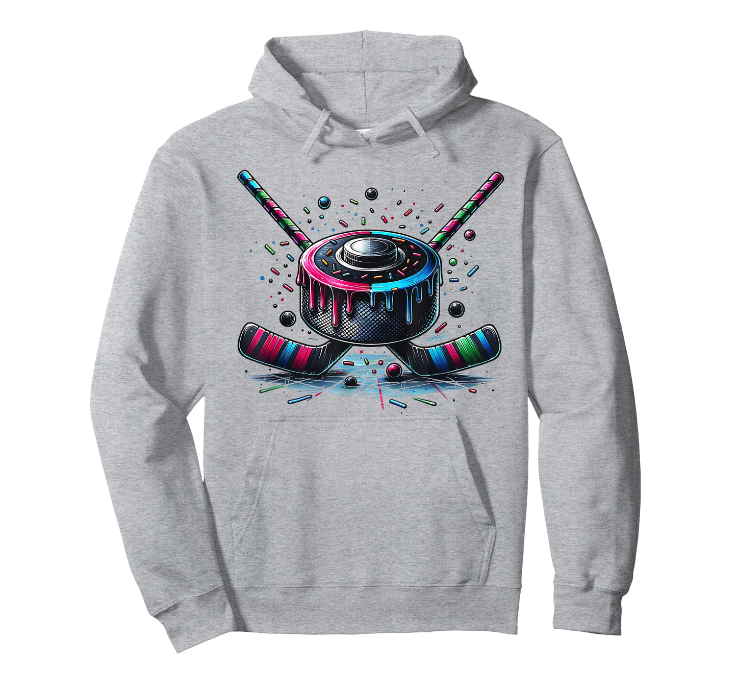 Ice Hockey Ice Cream Drip with Sprinkles Game Day T-Shirt