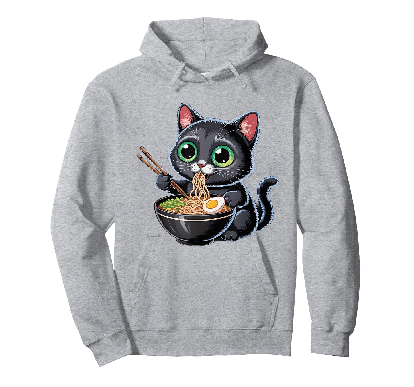 Cute Black Cat Eating Ramen in Space with Planets T-Shirt