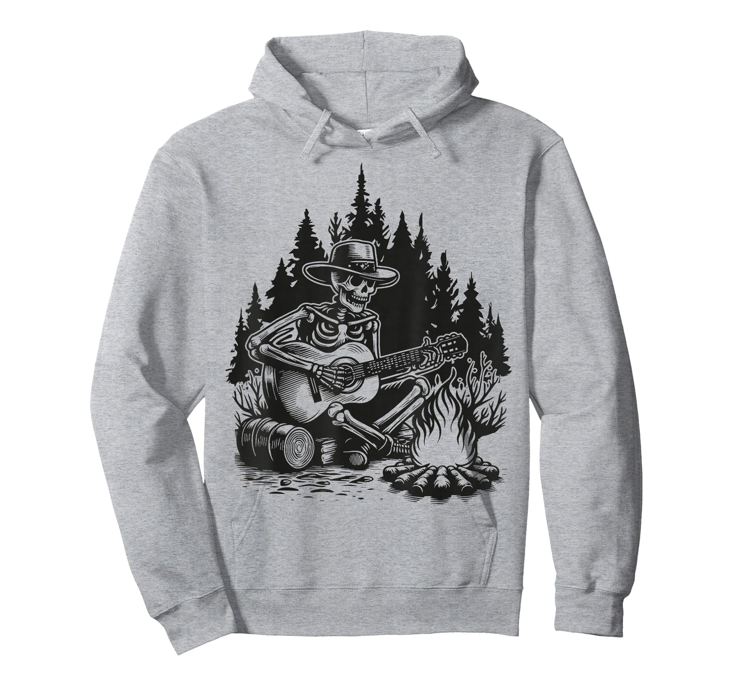 Camp Skeleton Country Music Campfire Skeleton Playing Guitar T-Shirt