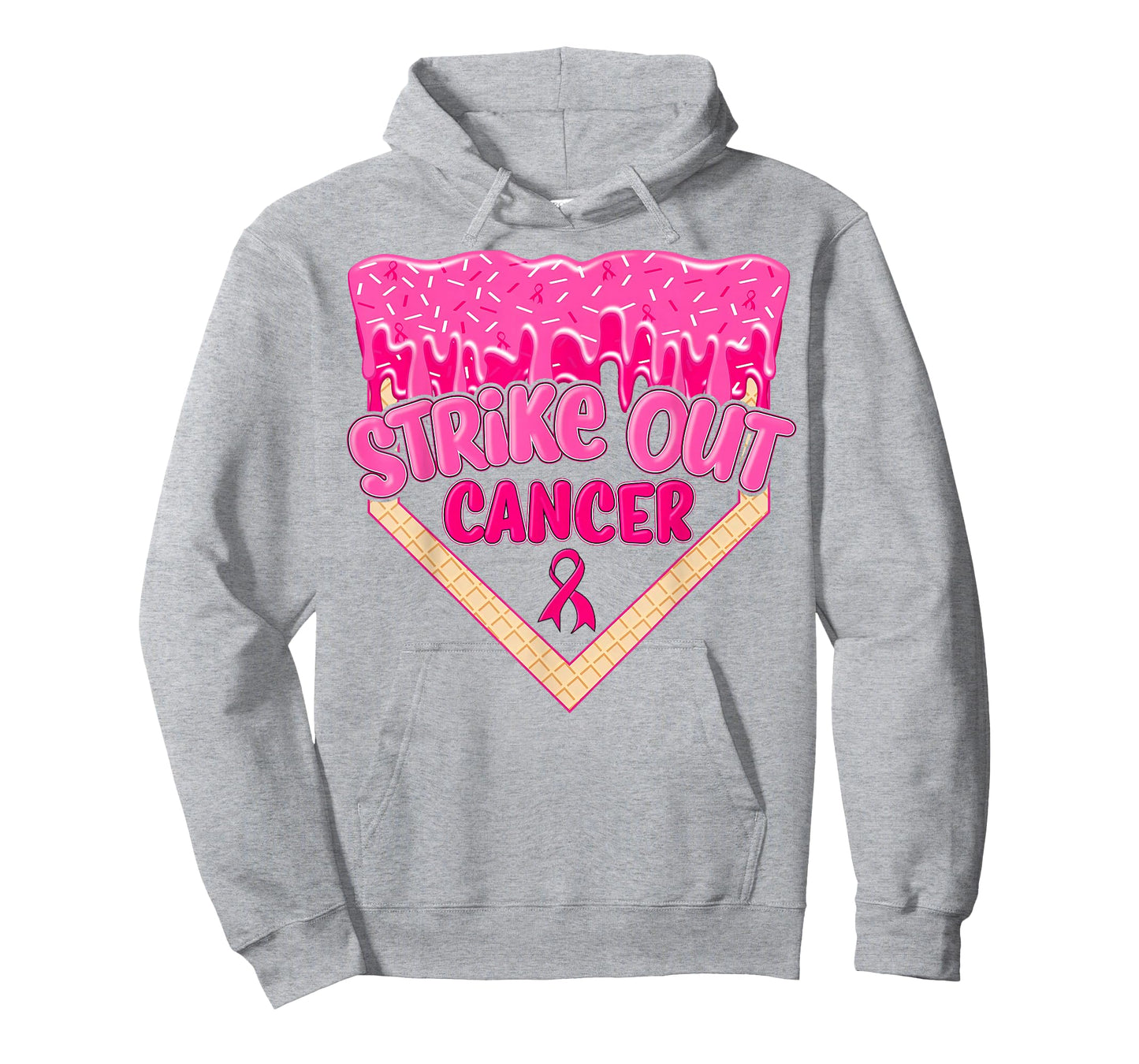 Strike Out Breast Cancer Baseball Ice Cream Drip Home Plate T-Shirt