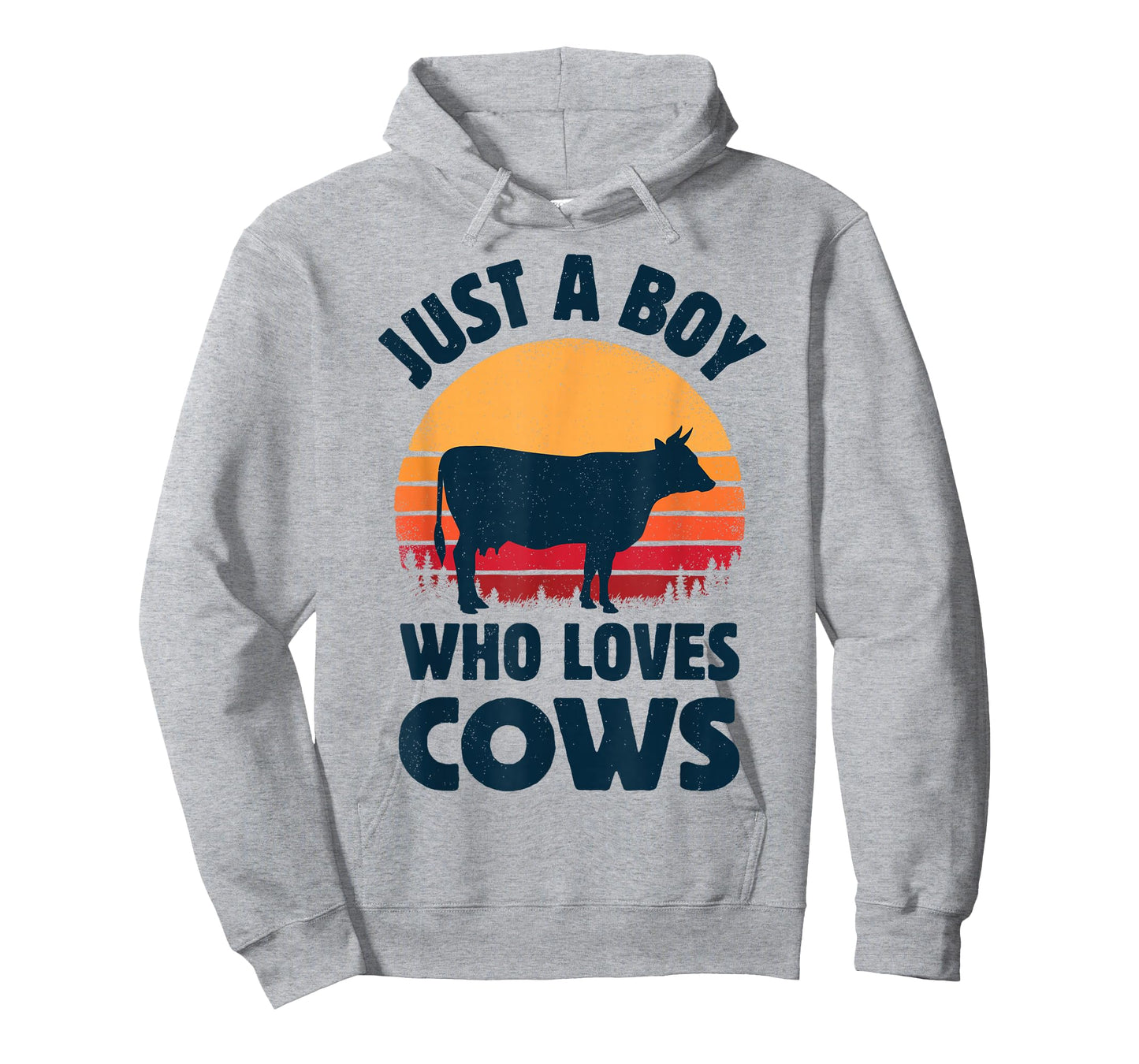 Cow Just A Boy Who Loves Retro Farm Animal Farmer Sunset T-Shirt
