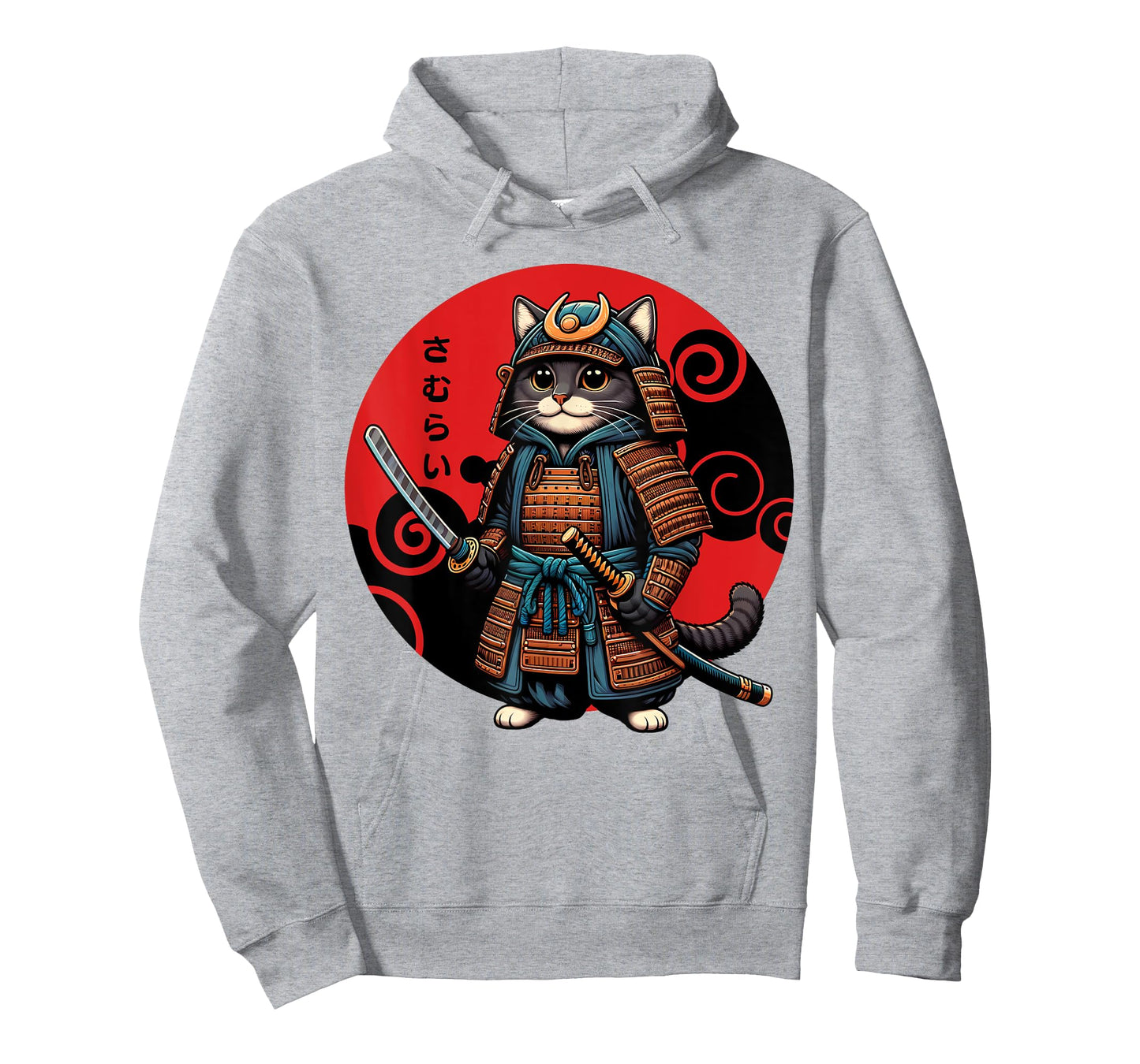 Funny Cute Samurai Cat Japanese Parody Katana Fighter Anime T-Shirt for Men Women Kids