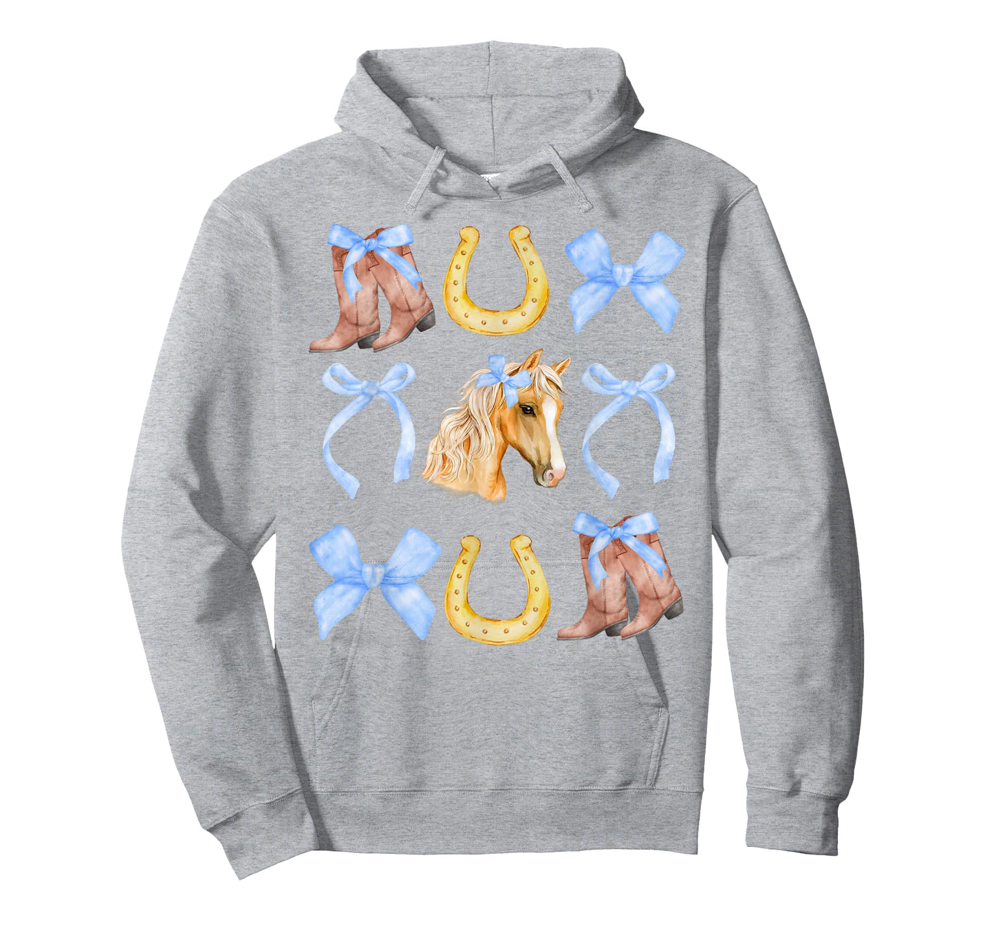 Western Girl Country Rodeo Blue Cowgirl Horse Coquette Bow T-Shirt