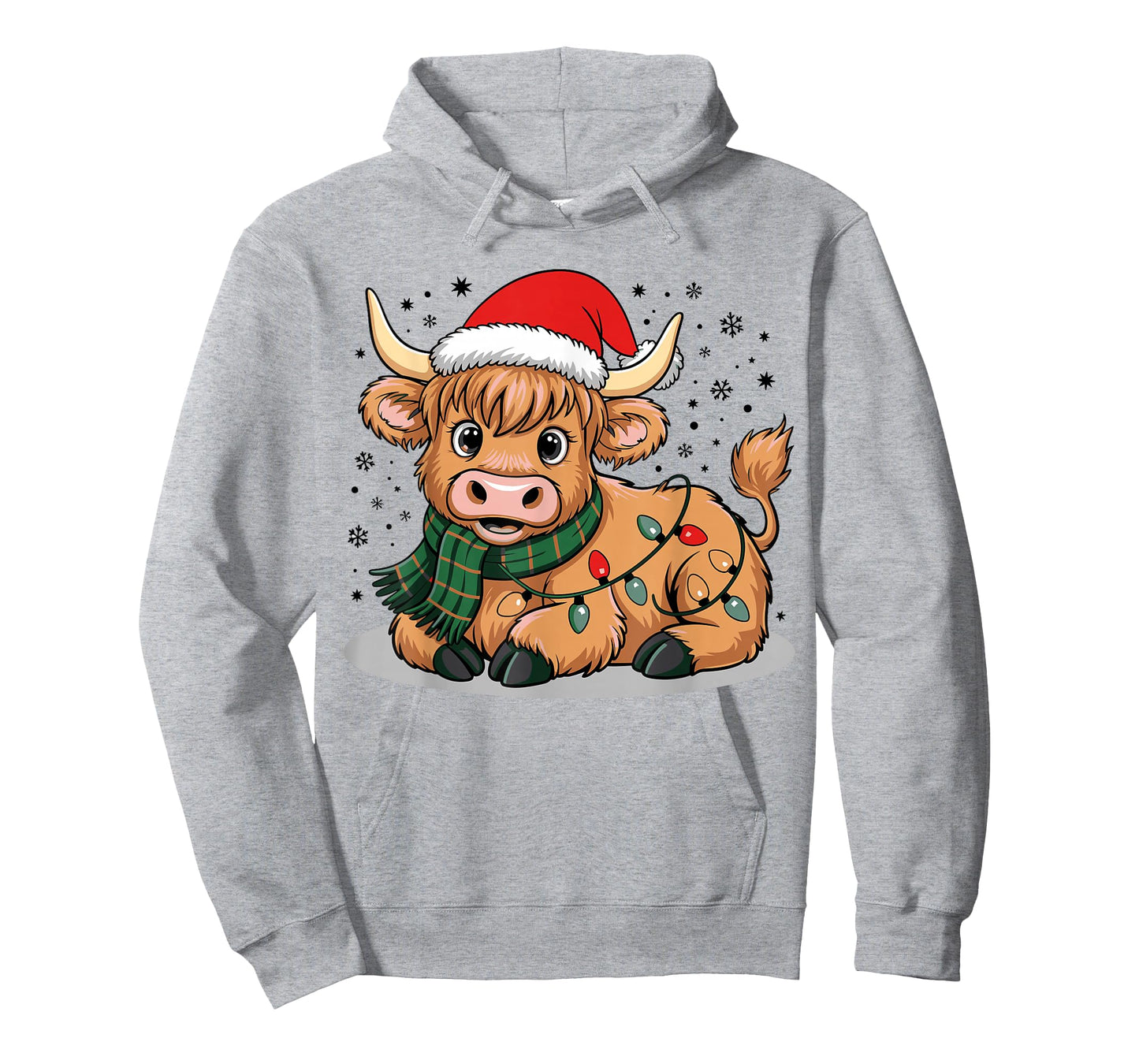 Scottish Highland Cow Christmas Lights Xmas Party Animal T-Shirt