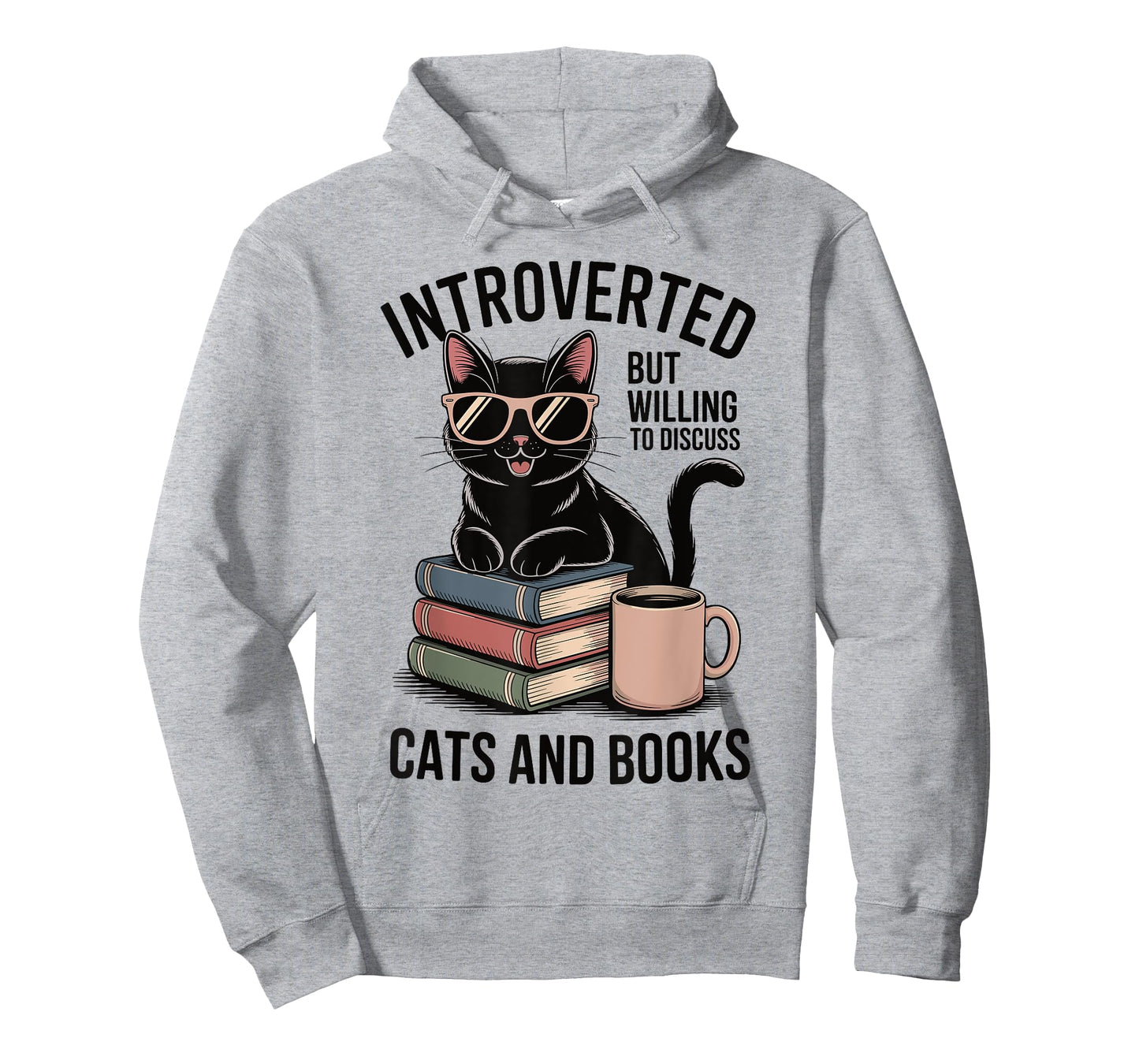 Introverted Cat Reading Books Coffee Humor Book & Pet Lovers T-Shirt