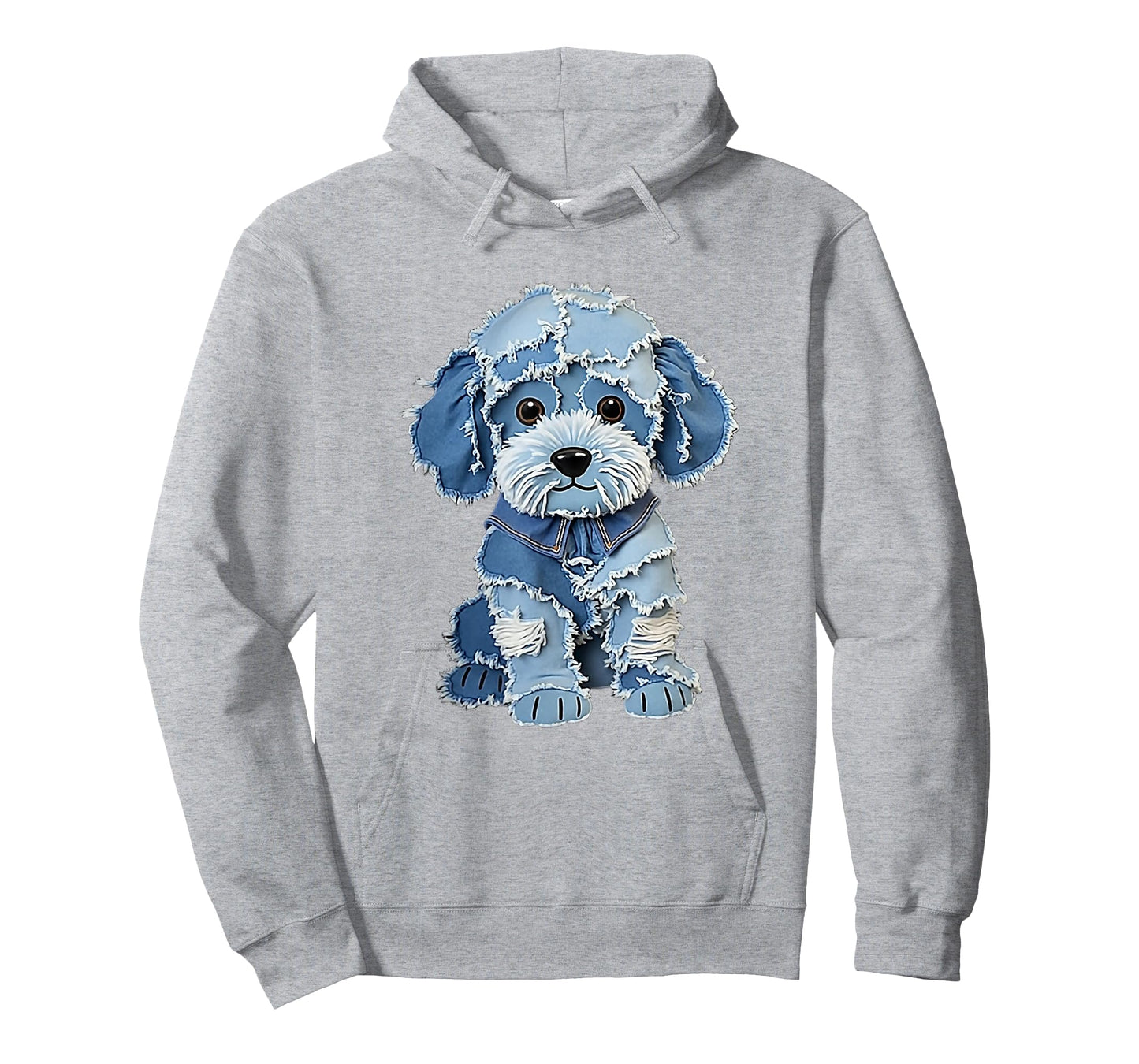 Retro Funny Denim Patch Animal Dog Print T-Shirt