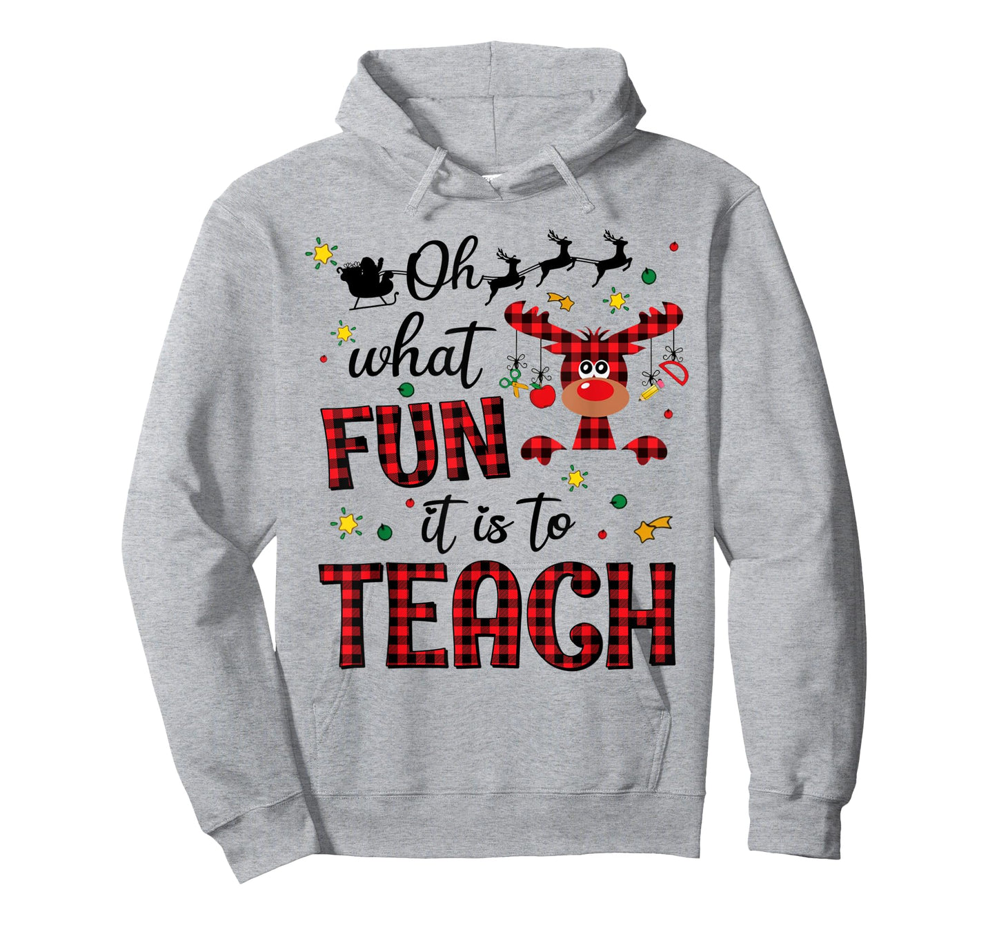 Teachers Oh What Fun It Is To Teach Cute Red Plaid Reindeer T-Shirt
