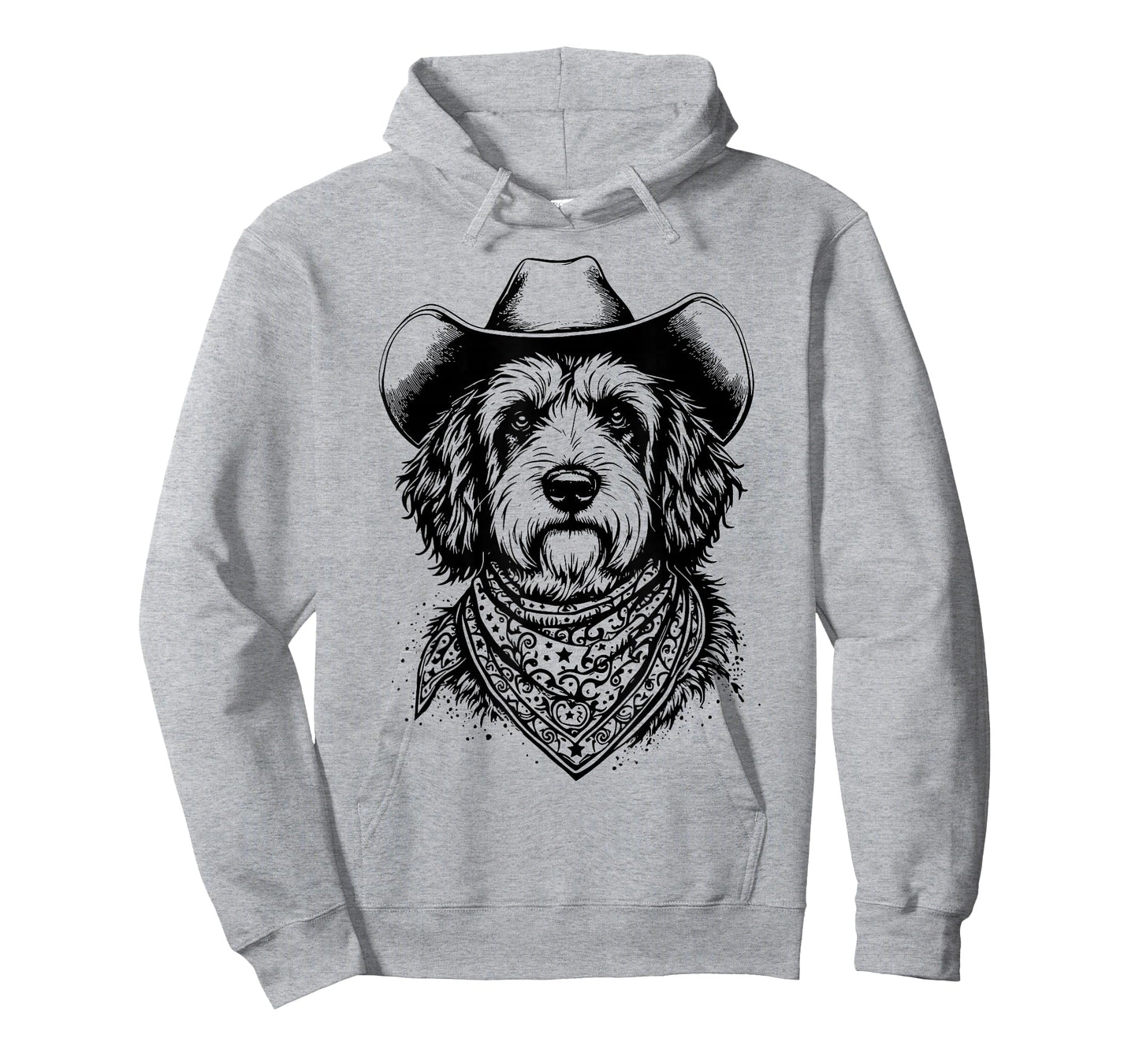 Retro Old English Sheepdog Cowboy Hat and Bandana Western T-Shirt