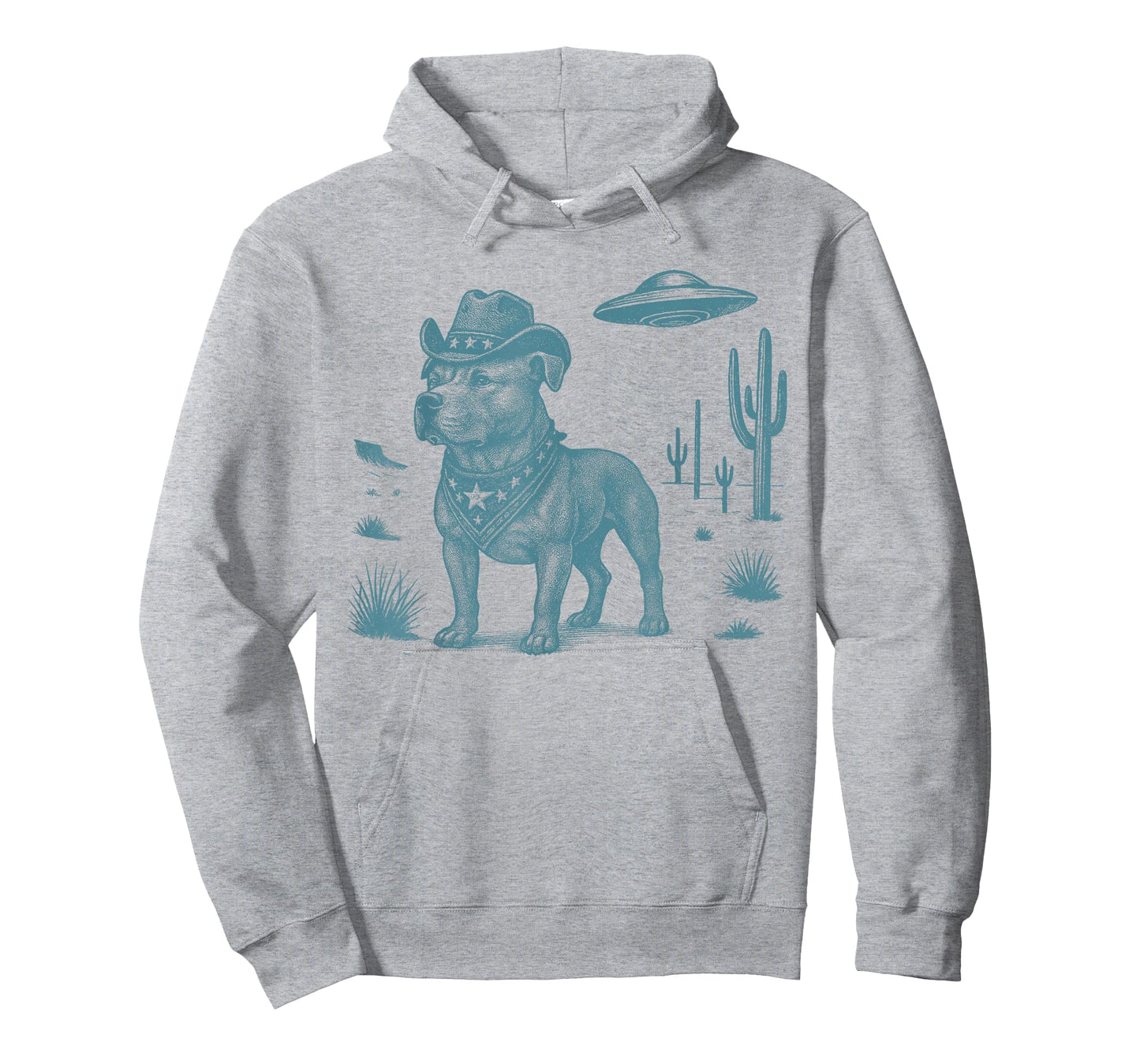 Pitbull Cowboy Vintage UFO Western Country Dog Lovers Gift T-Shirt