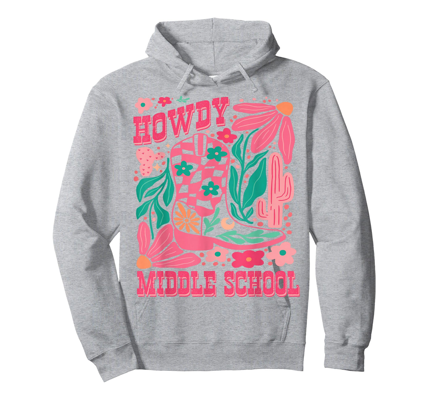 Howdy Middle School Western Girl Country Rodeo Pink Cowgirl T-Shirt