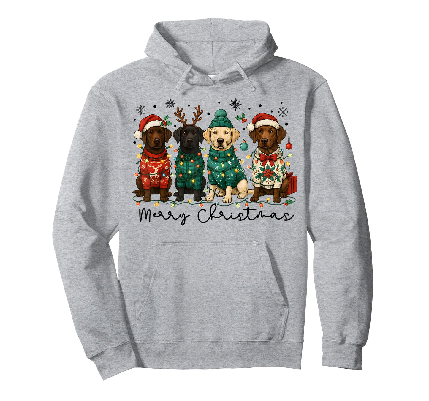 Merry Christmas Labrador Dog Retro Xmas Puppy Men Women Kids T-Shirt