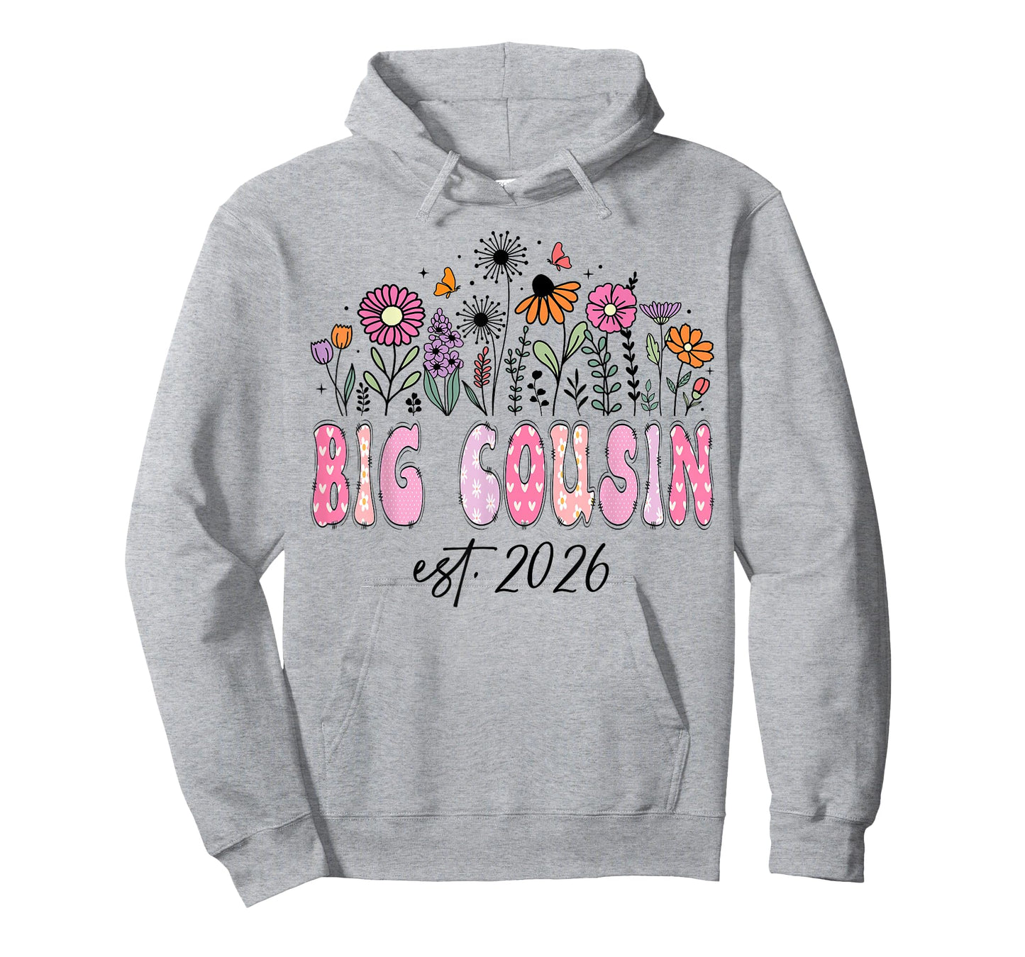 Big Cousin Est. 2026 Pink Wildflower Promoted to Big Cousin T-Shirt