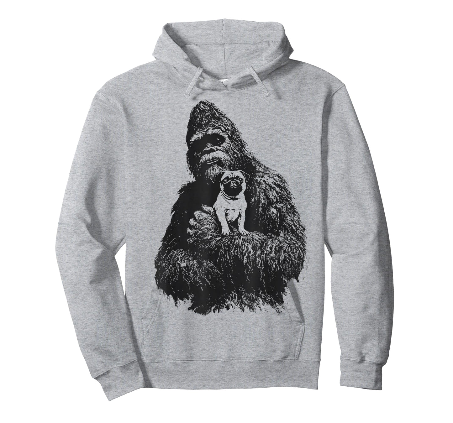 Bigfoot and Pug Sasquatch Dog Lover Funny Cryptid Animal T-Shirt