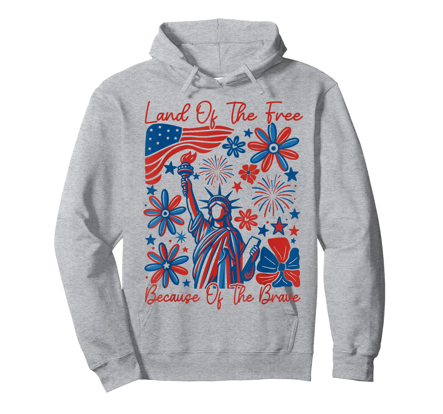 Land Of The Free Because Of The Brave Floral 4th of July USA T-Shirt