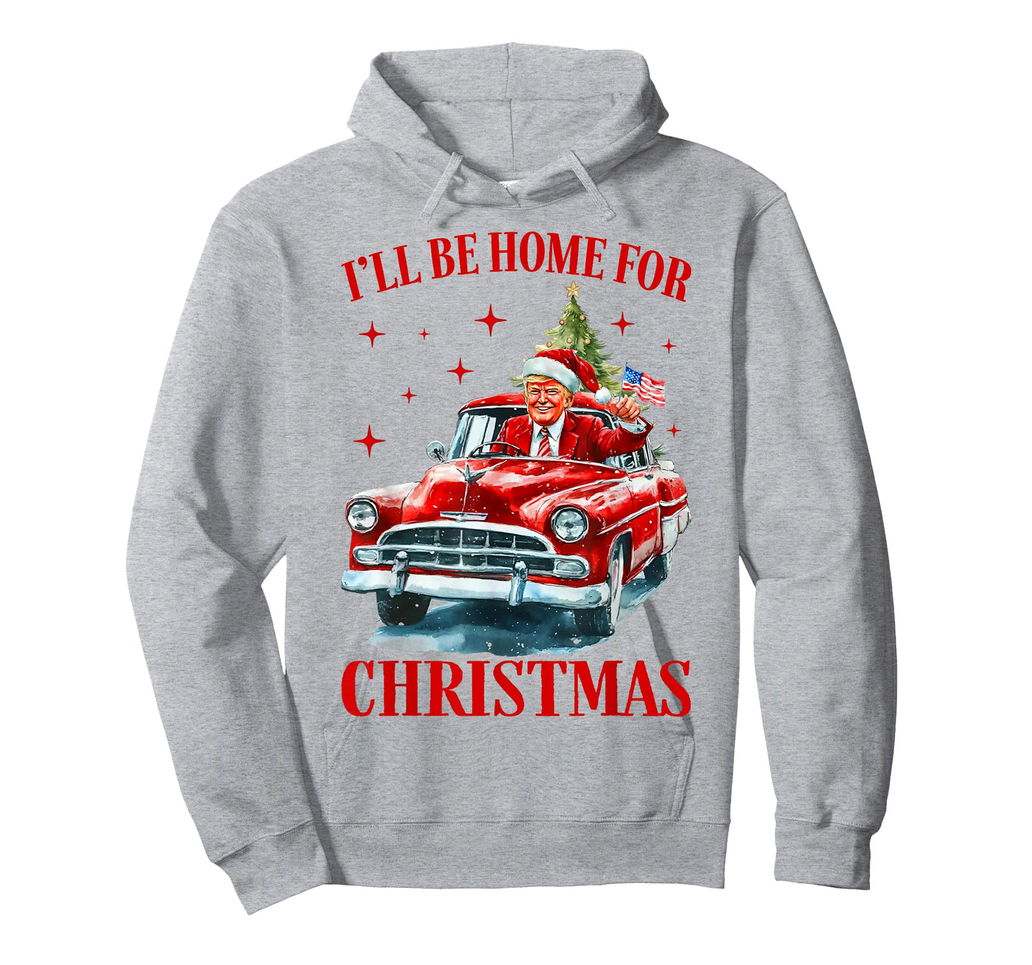 I'll Be Home for Christmas Funny Trump Riding Red Truck USA T-Shirt