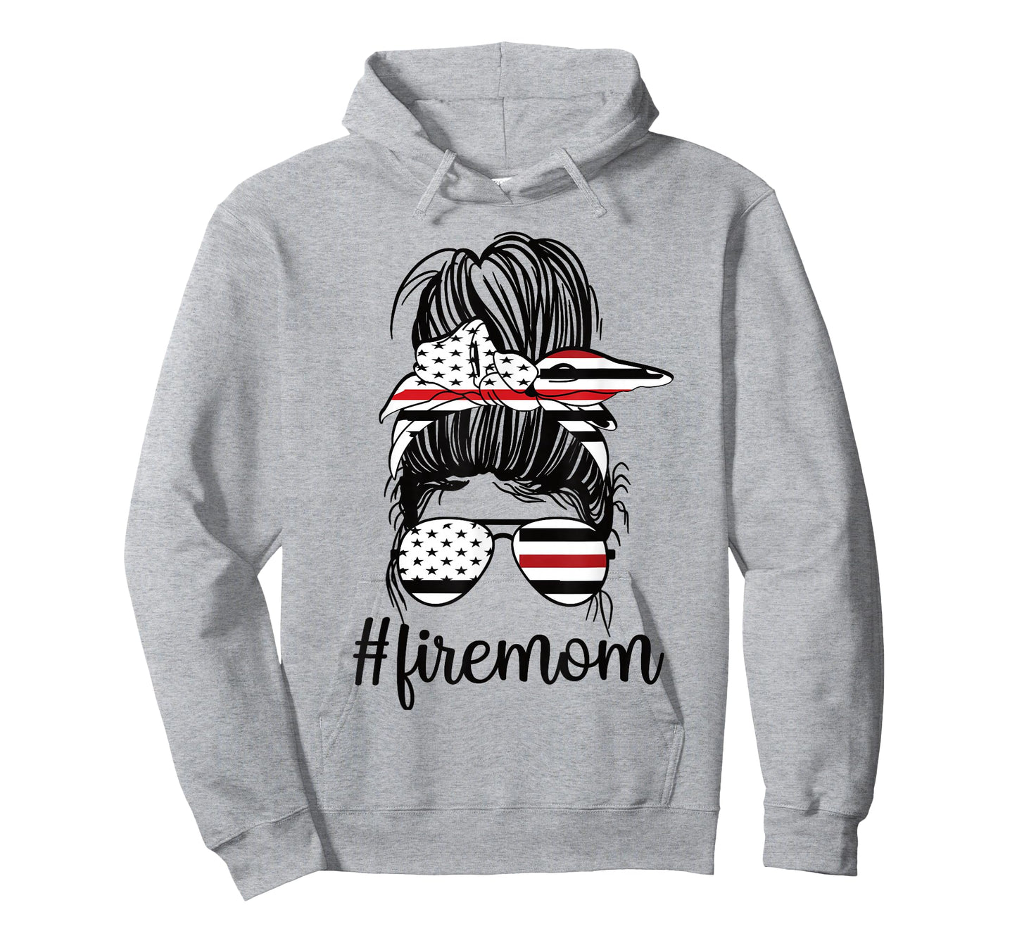 Firefighter Mom Messy Bun Fire Mom Mother Thin Red Line T-Shirt