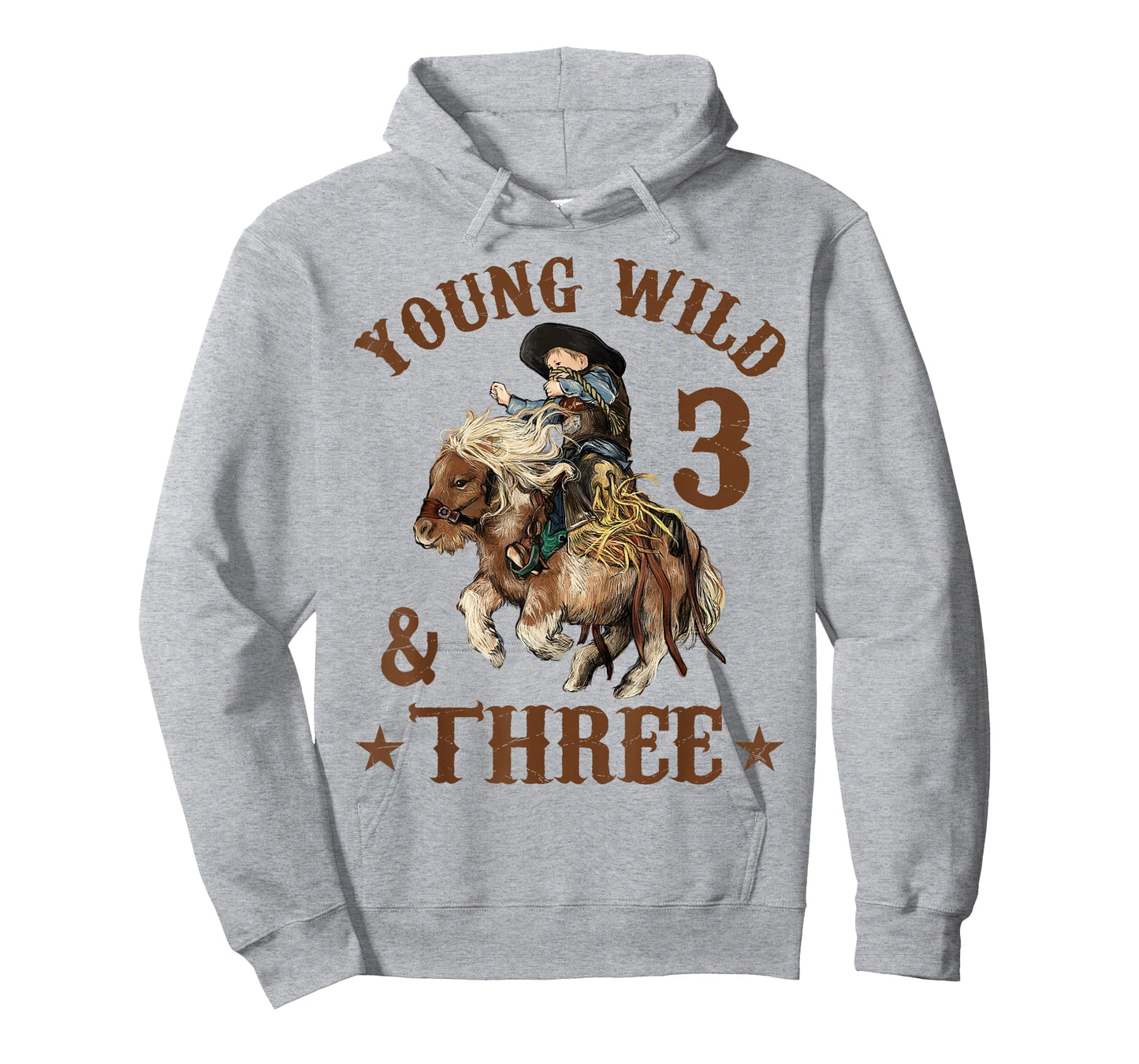 Young Wild and Three Cowboy 3rd Birthday Boy 3 Years Old T-Shirt